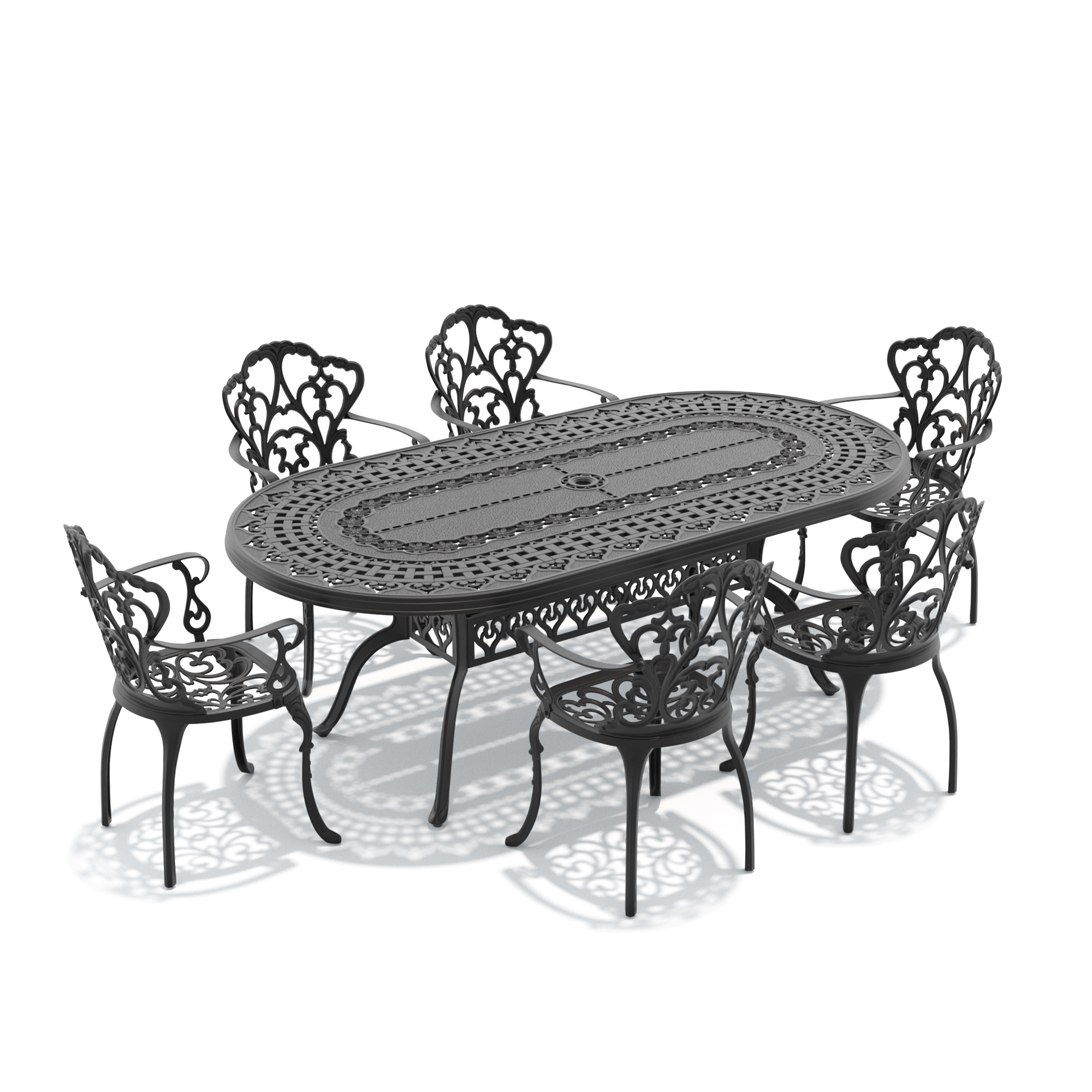 7-Piece Set Of Cast Aluminum Patio Furniture With Black Frame and Off-white Seat Cushions(same as:W1710S00107 ,W1710S00651 ,W1710S00406) - Image 4