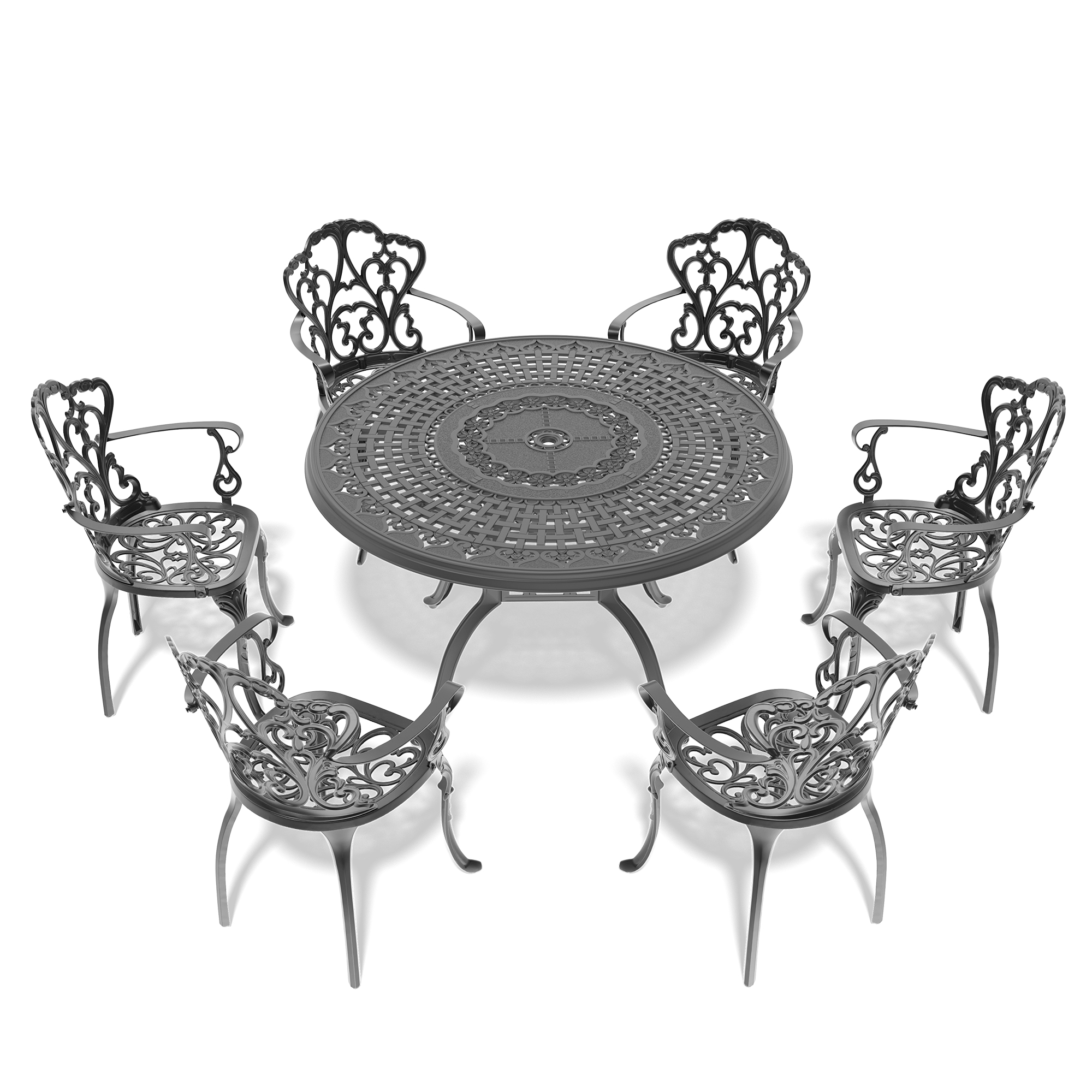 7-Piece Set Of Cast Aluminum Patio Furniture With Off-white Seat Cushions(same as W1710S00399 , W1710S00623) - Image 4