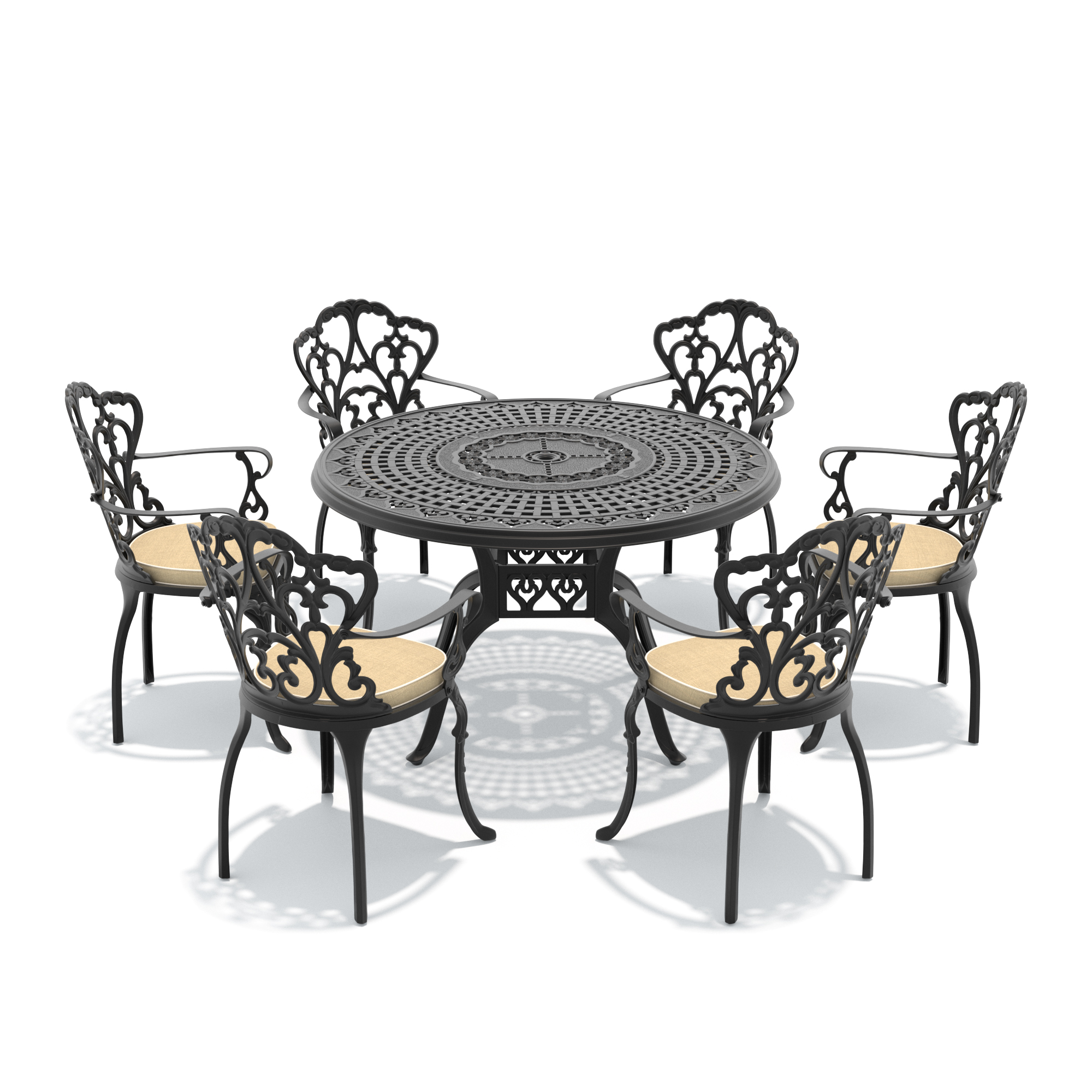 7-Piece Set Of Cast Aluminum Patio Furniture With Off-white Seat Cushions(same as W1710S00399 , W1710S00623) - Image 3