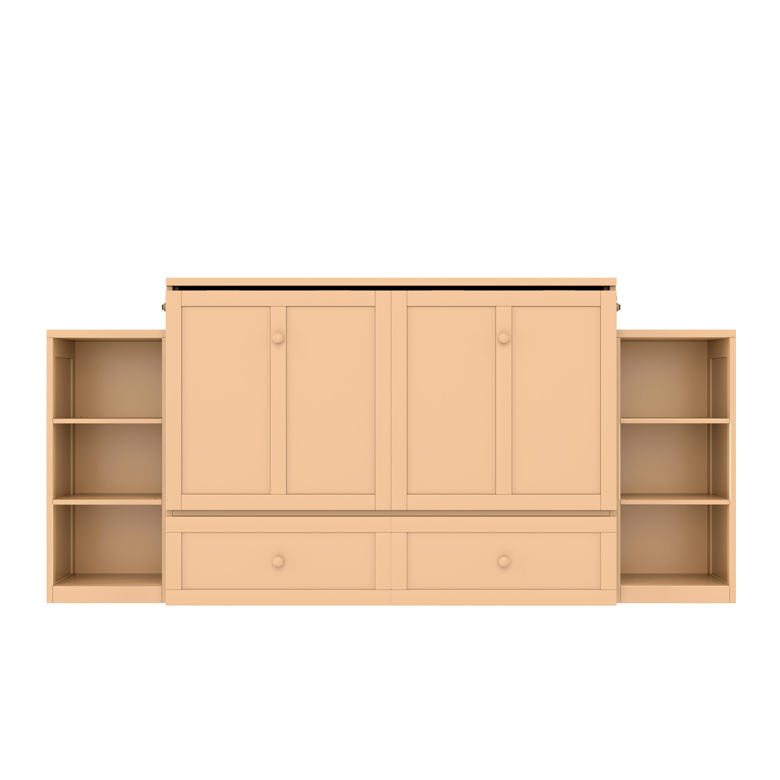 Full size Murphy bed with spacious storage drawers and shelves. Ideal for guest rooms or compact bedrooms.Golden - Image 5