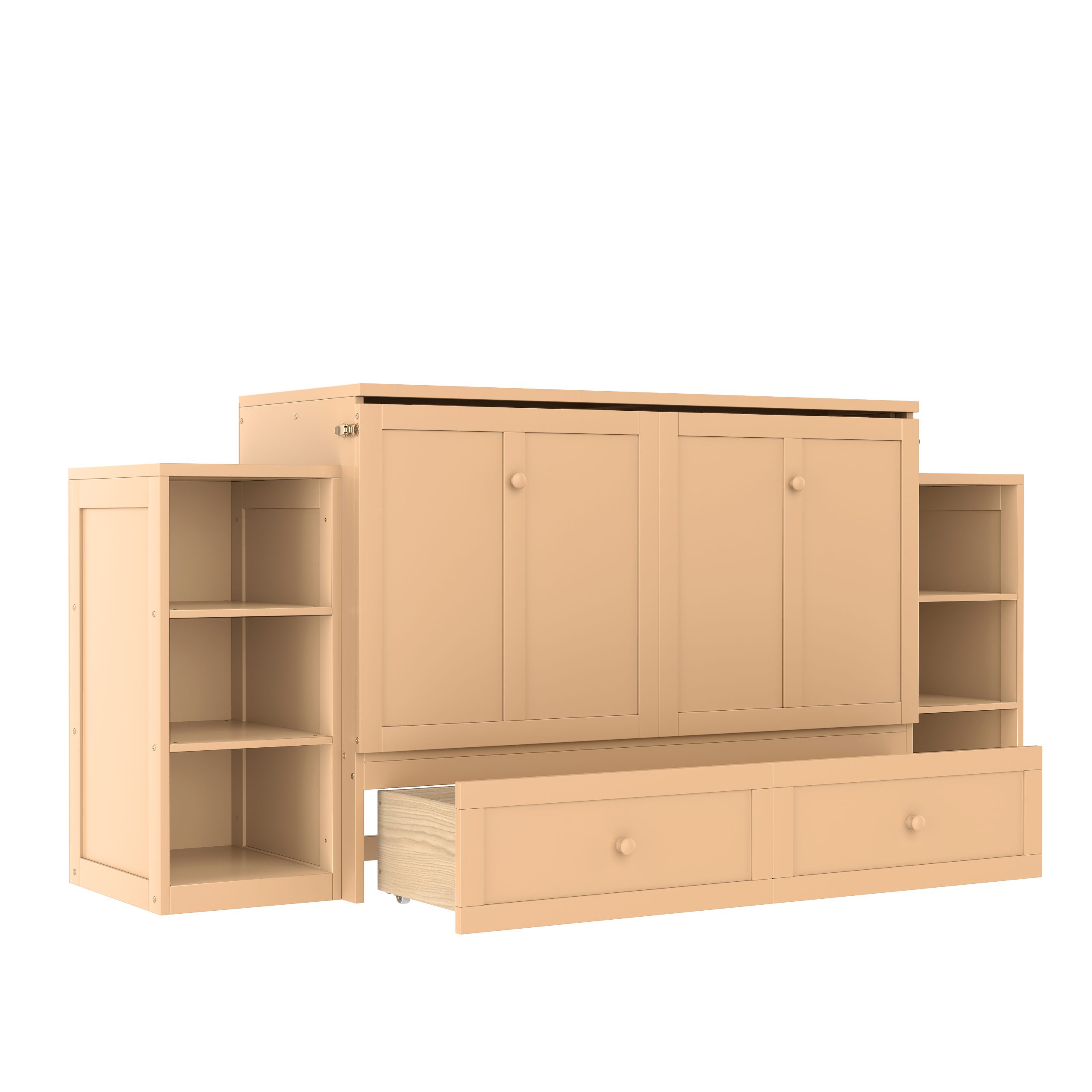 Full size Murphy bed with spacious storage drawers and shelves. Ideal for guest rooms or compact bedrooms.Golden - Image 6