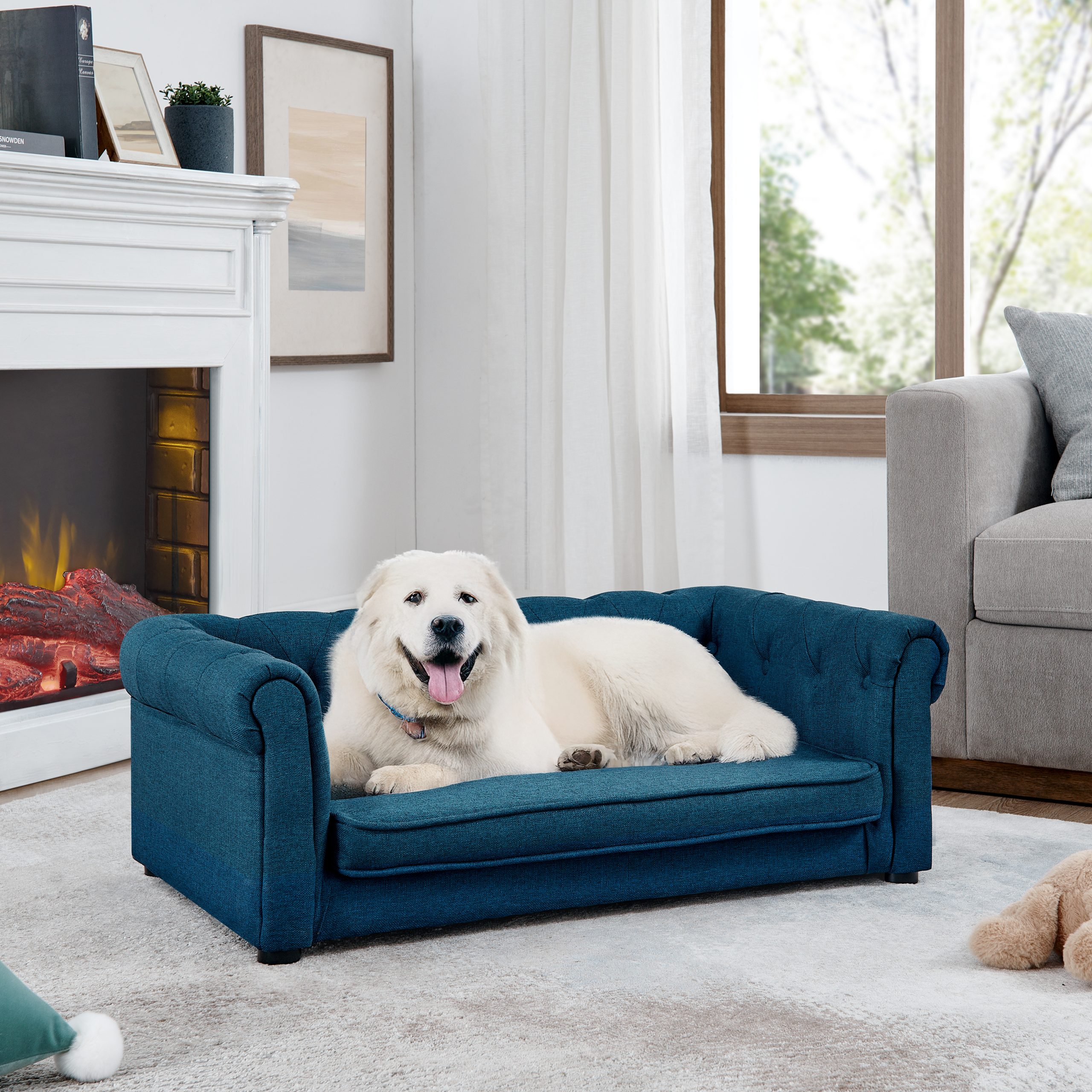 Elegant Rectangle Pet Bed for Small and Medium Dogs, Durable Elevated Dog Sofa Bed, Comfortable Dog Couch, Modern and Stylish Dog Sofa for Small and Medium Dogs,Blue - Image 2