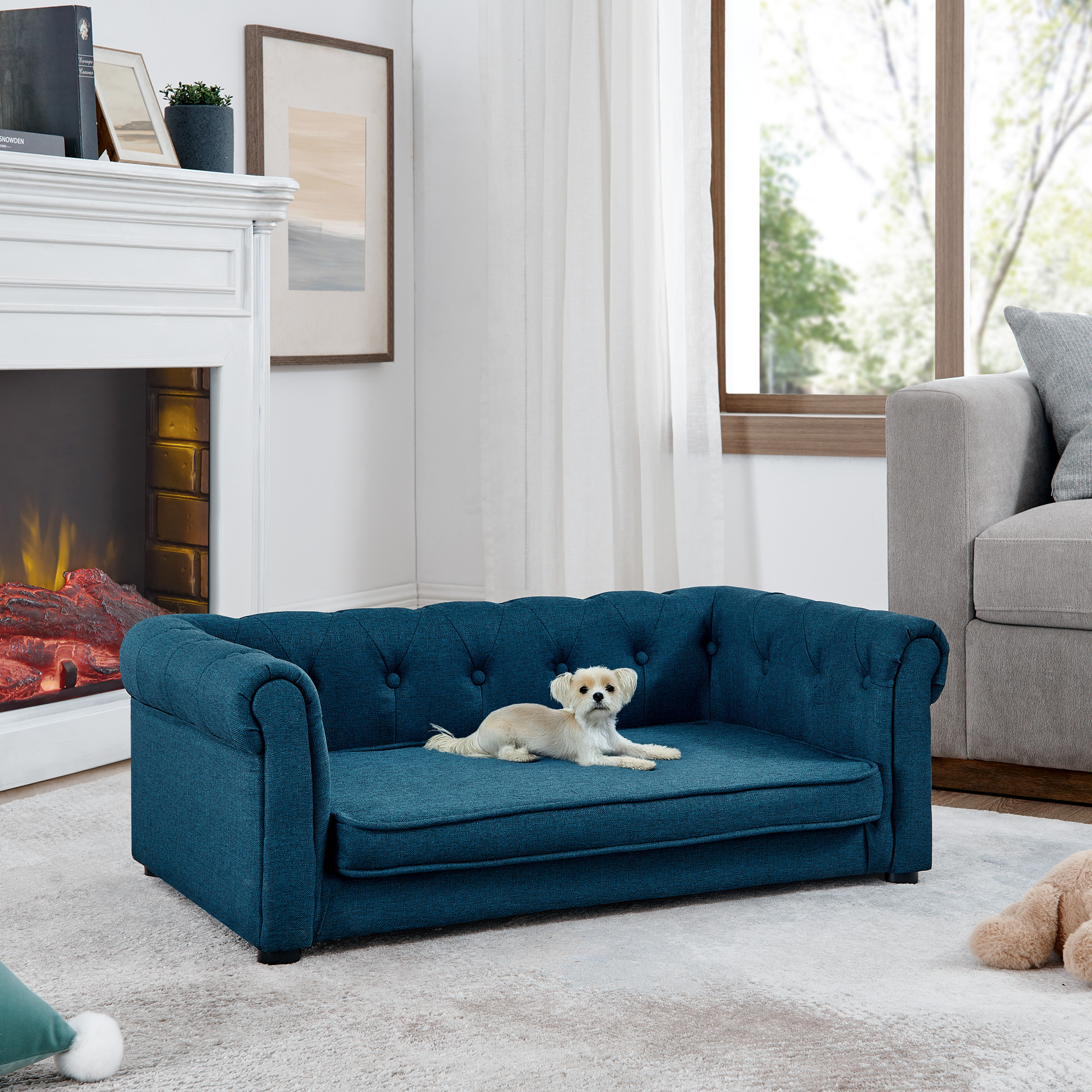 Elegant Rectangle Pet Bed for Small and Medium Dogs, Durable Elevated Dog Sofa Bed, Comfortable Dog Couch, Modern and Stylish Dog Sofa for Small and Medium Dogs,Blue - Image 3
