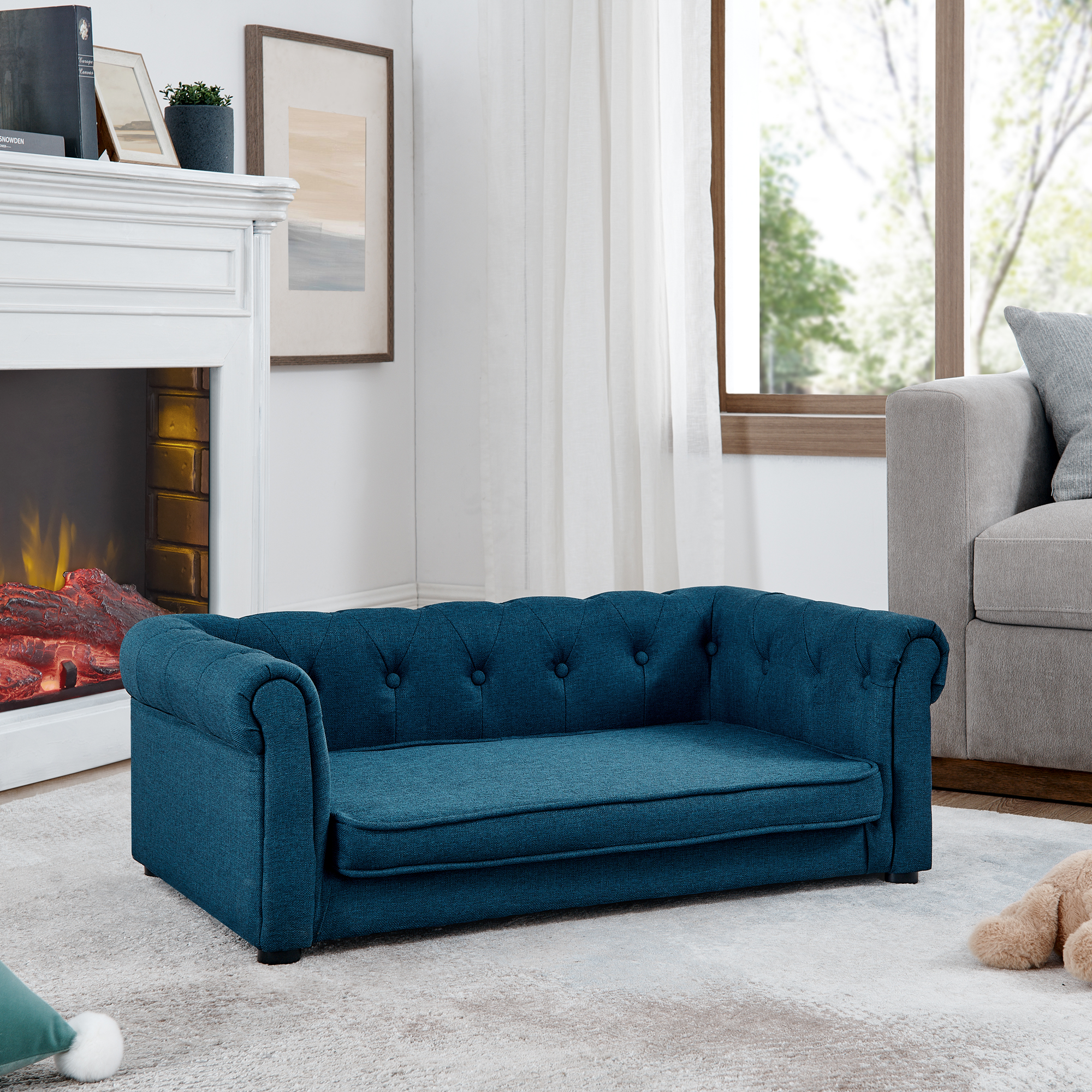Elegant Rectangle Pet Bed for Small and Medium Dogs, Durable Elevated Dog Sofa Bed, Comfortable Dog Couch, Modern and Stylish Dog Sofa for Small and Medium Dogs,Blue - Image 4