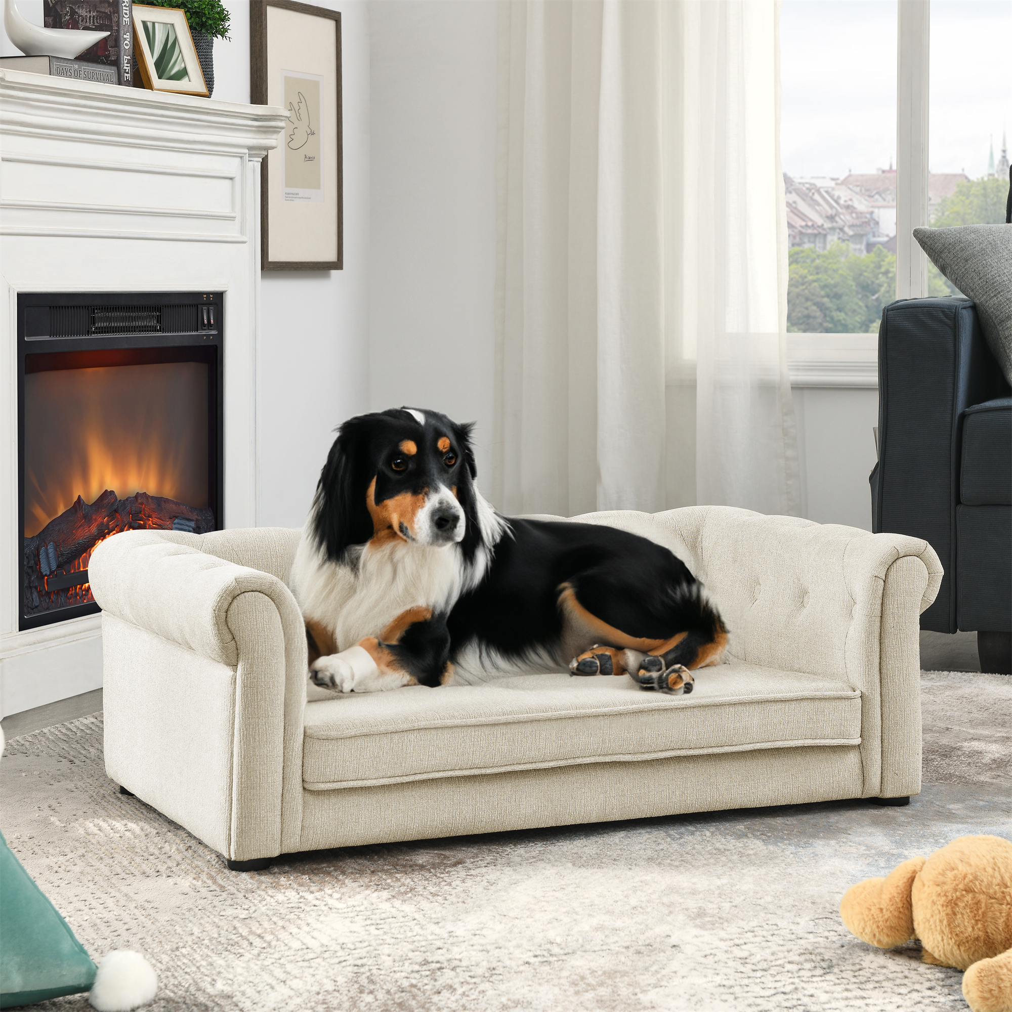 Elegant Rectangle Pet Bed for Small and Medium Dogs, Durable Elevated Dog Sofa Bed, Comfortable Dog Couch, Modern and Stylish Dog Sofa for Small and Medium Dogs,Beige - Image 2