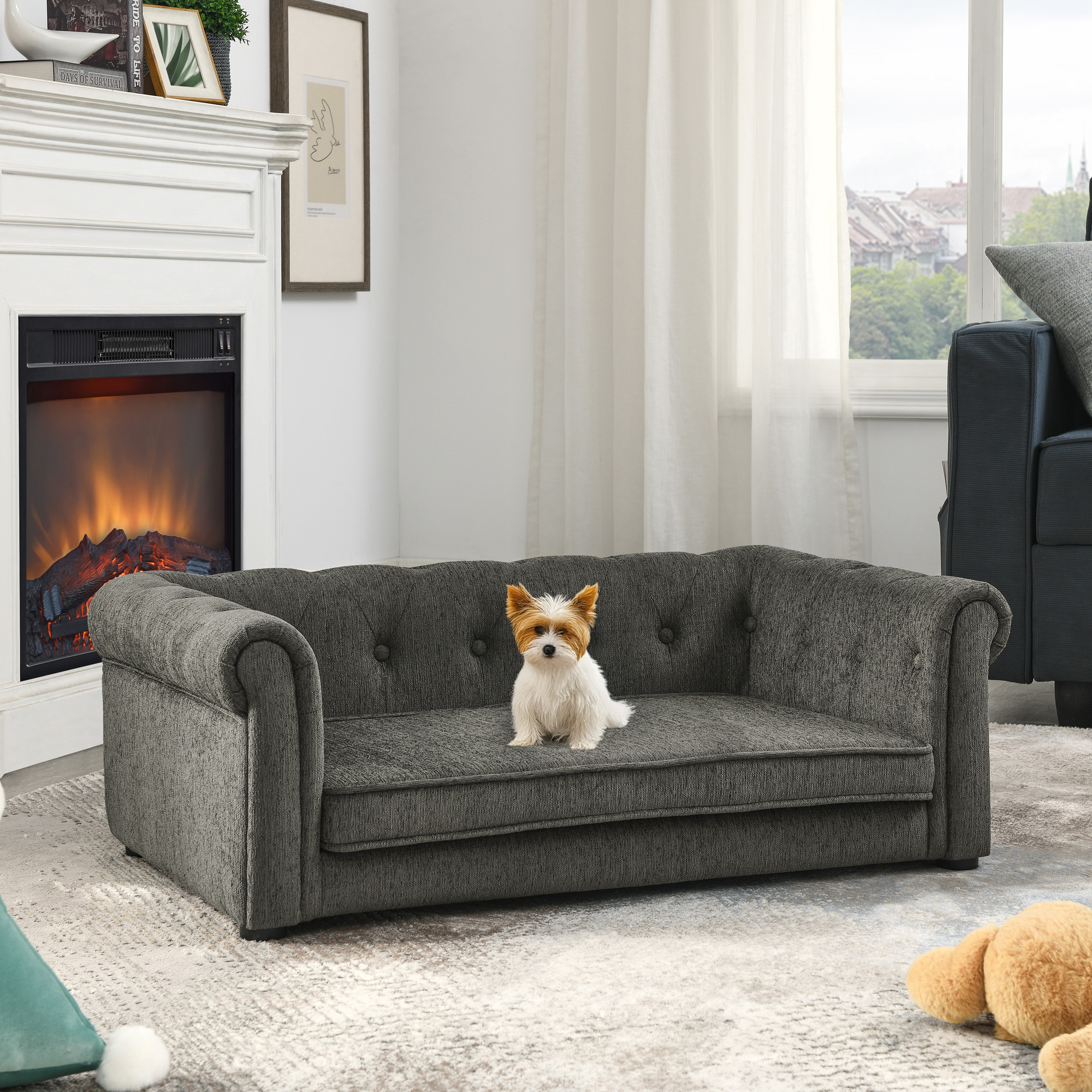 Elegant Rectangle Pet Bed for Small and Medium Dogs, Durable Elevated Dog Sofa Bed, Comfortable Dog Couch, Modern and Stylish Dog Sofa for Small and Medium Dogs,Dark grey - Image 3