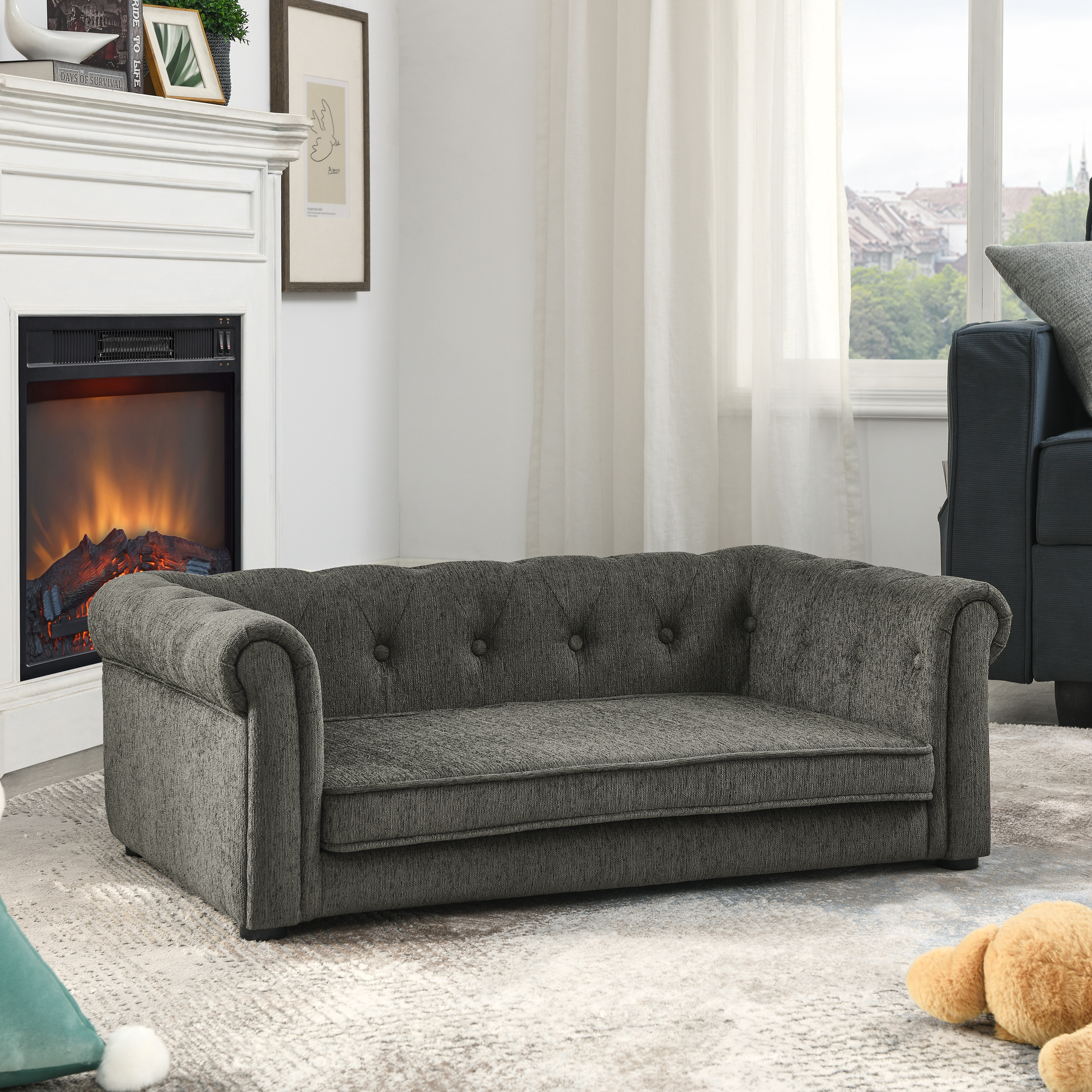 Elegant Rectangle Pet Bed for Small and Medium Dogs, Durable Elevated Dog Sofa Bed, Comfortable Dog Couch, Modern and Stylish Dog Sofa for Small and Medium Dogs,Dark grey - Image 4