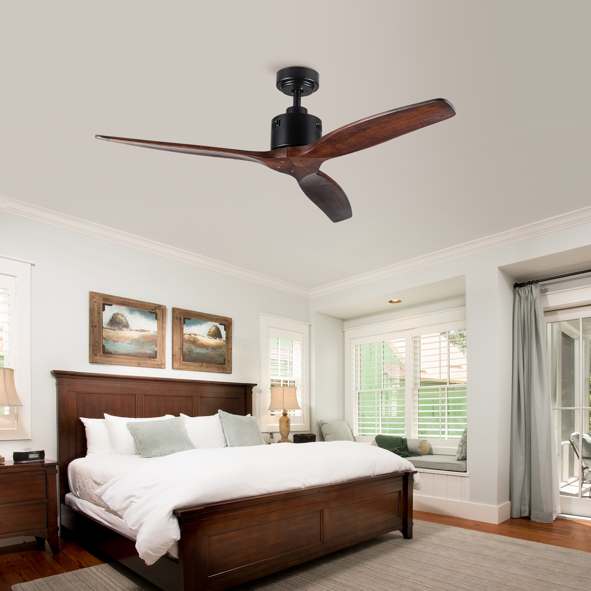 52 Antique Brown Ceiling Fan without Light with Remote Control - Image 2