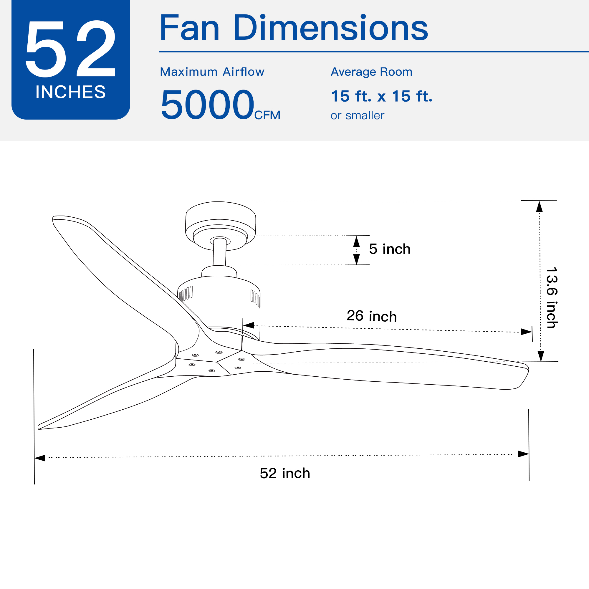 52 Antique Brown Ceiling Fan without Light with Remote Control - Image 4