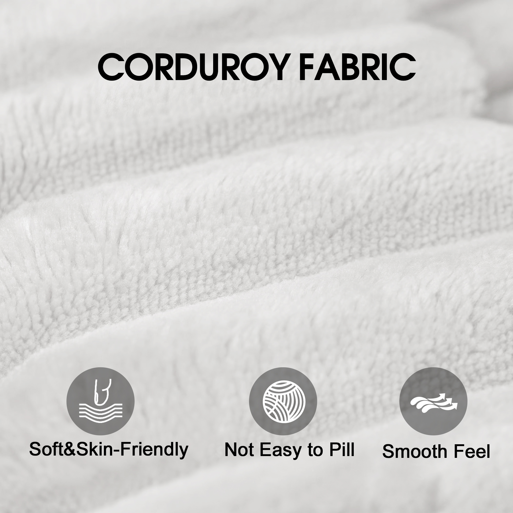 37.40"Sofa ottoman ,No Assembly Required,White(Plush Corduroy Fabric) - Image 4