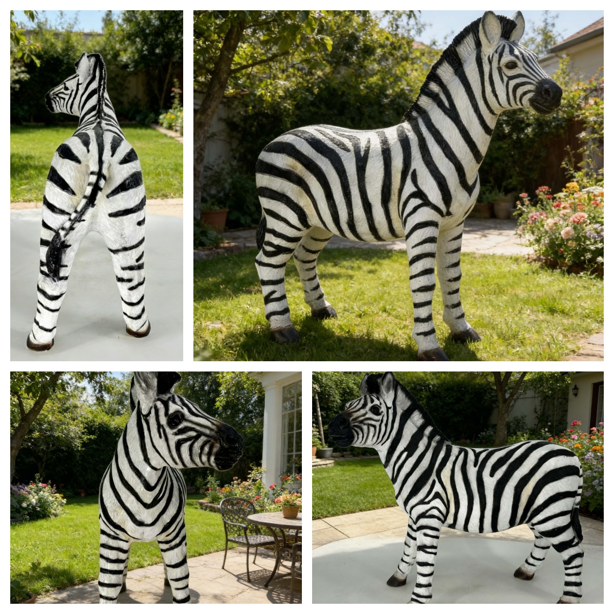 18.31" H x 19.49" L Simulated Zebra Garden Statue, Resin Outdoor & Indoor Decorative Ornament, Courtyard Lawn Art Craft, Unique Gift for Garden & Home Decoration - Image 4