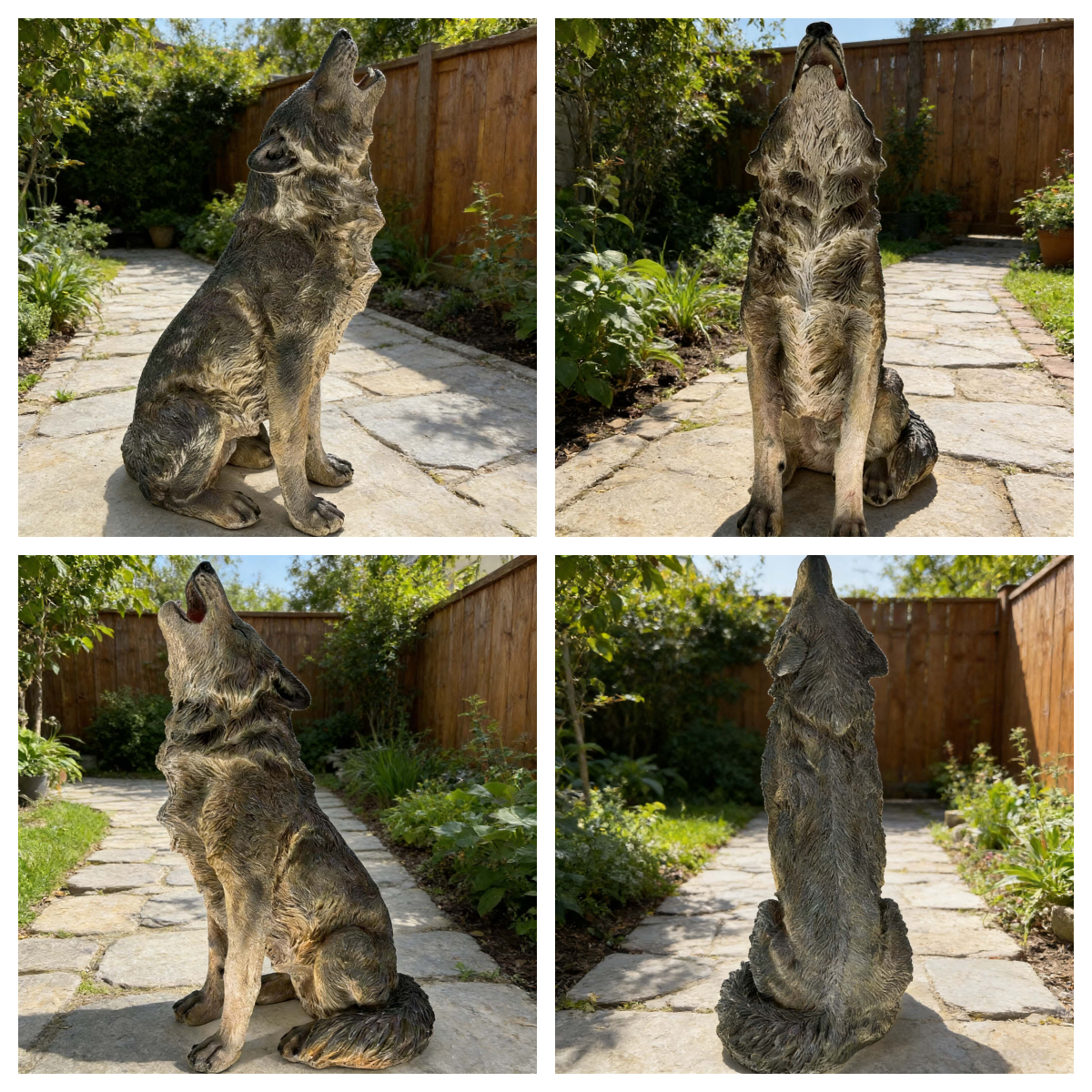 29.72" H x 17.91" L Simulated Howling Wolf Garden Statue, Resin Indoor & Outdoor Courtyard Ornament, Art Craft Decoration & Unique Gift for Home & Garden - Image 4