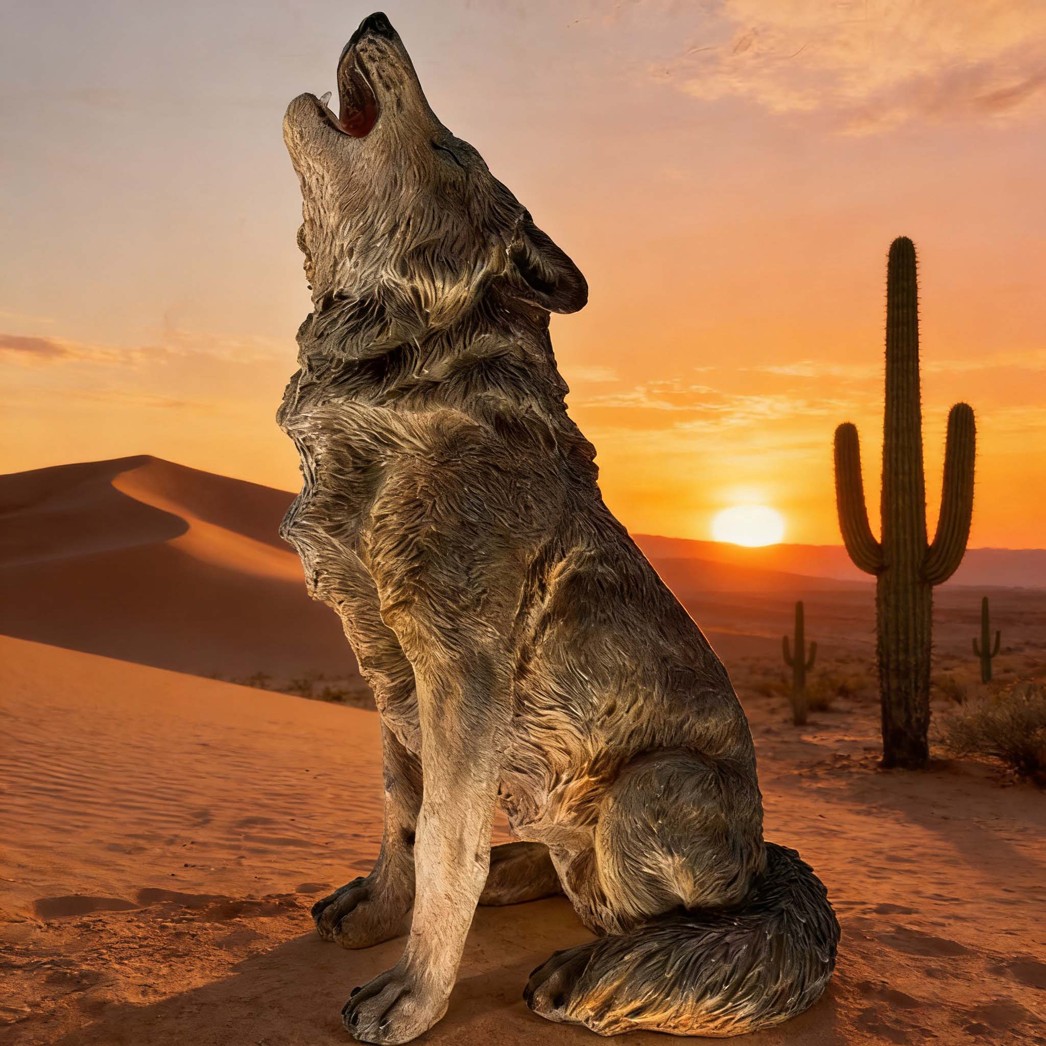 29.72" H x 17.91" L Simulated Howling Wolf Garden Statue, Resin Indoor & Outdoor Courtyard Ornament, Art Craft Decoration & Unique Gift for Home & Garden - Image 6