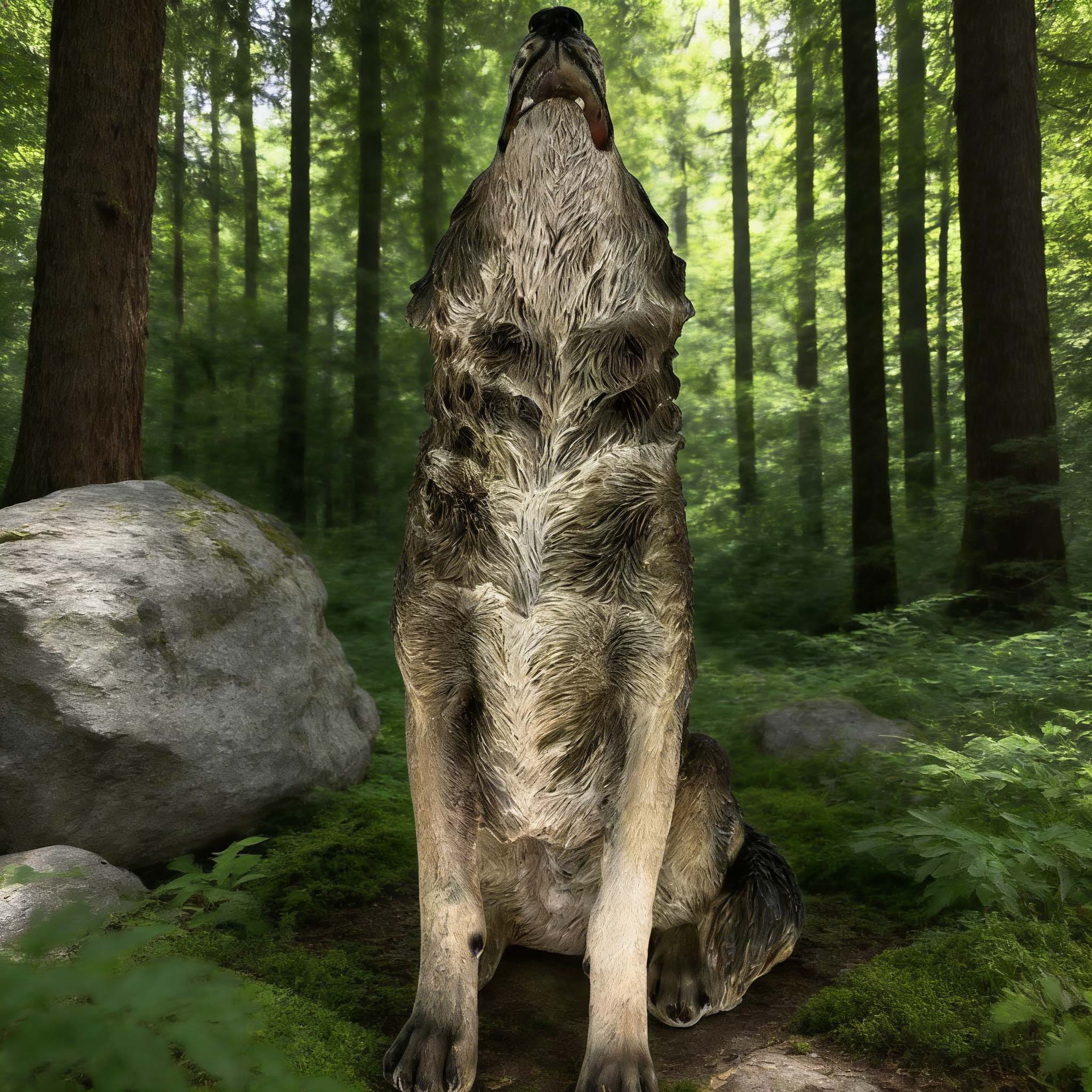 29.72" H x 17.91" L Simulated Howling Wolf Garden Statue, Resin Indoor & Outdoor Courtyard Ornament, Art Craft Decoration & Unique Gift for Home & Garden - Image 5