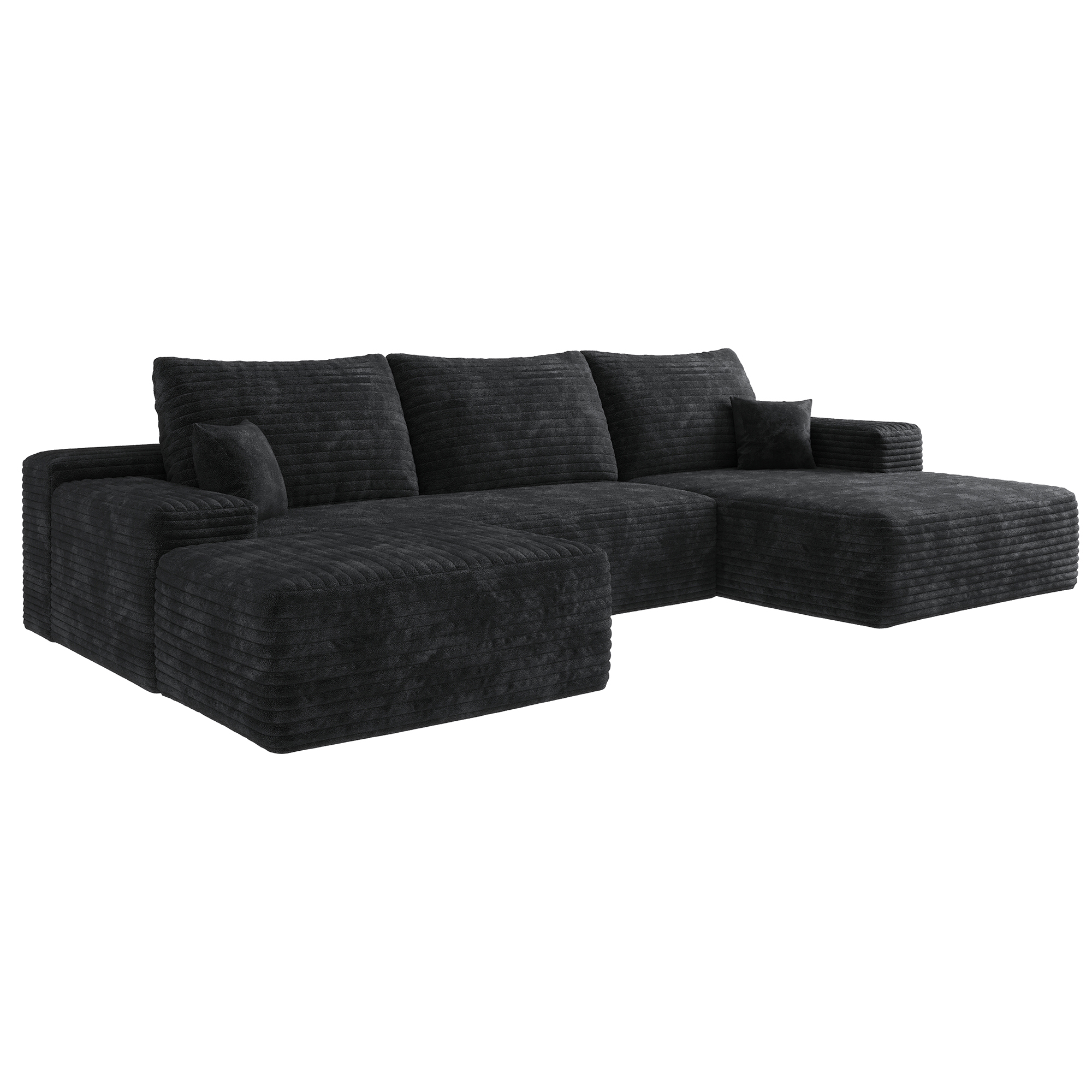 107"Cloud Sectional Sofa with 1 Ottoman,Modern Minimalist Upholstered Couches,Comfort U Shaped Sofa for Living Room,Deep Seat Corner Couch,No Assembly Required (Plush Corduroy Fabric) - Image 5