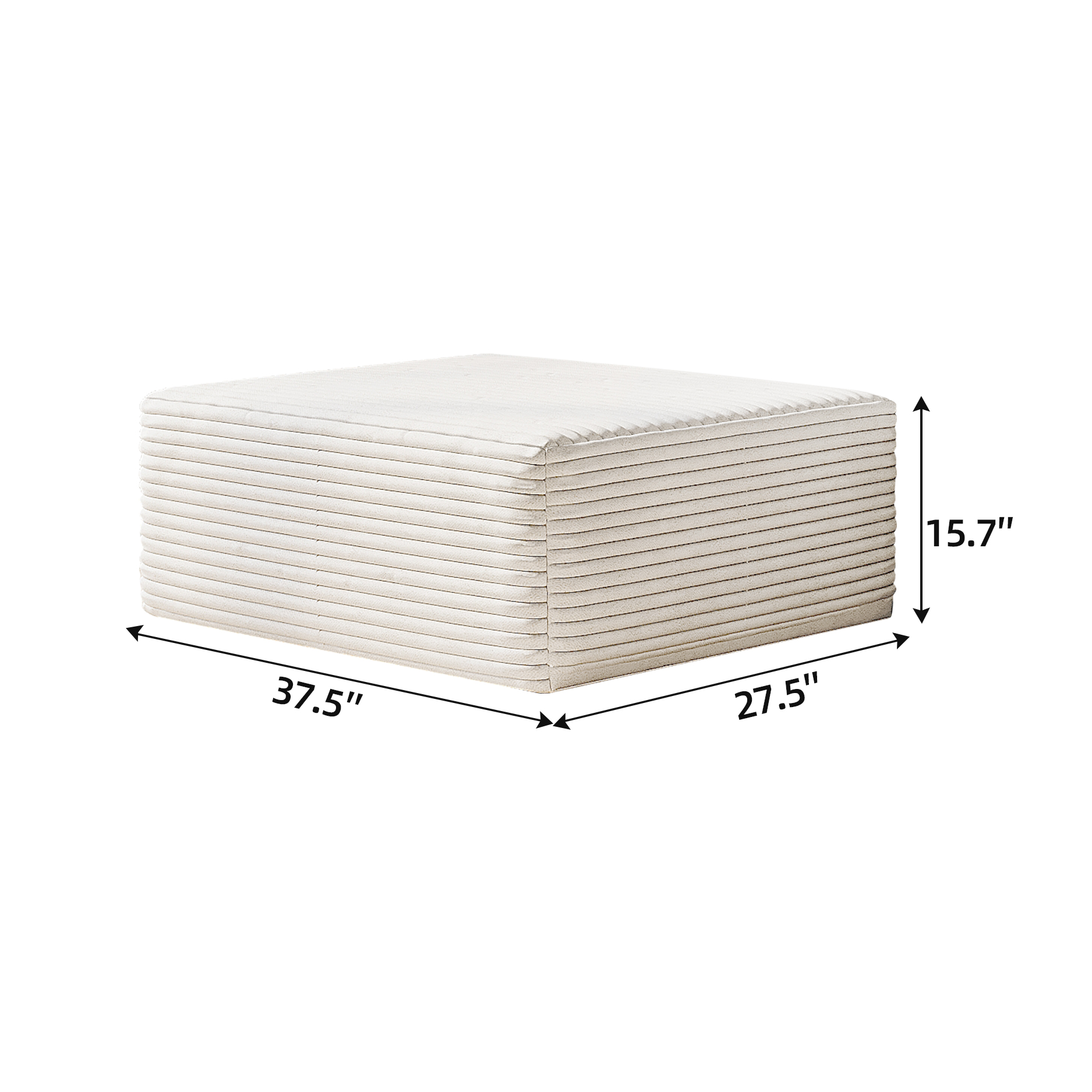 37.40"Sofa ottoman ,No Assembly Required,White(Plush Corduroy Fabric) - Image 5