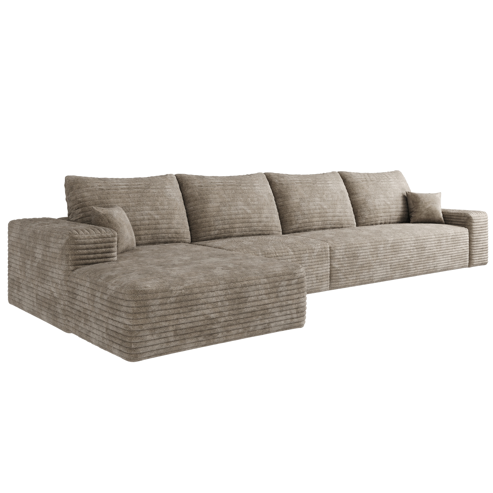 135" Cloud Sectional Couch with L-Shape Chaise,Modern Modular Sofa with Deep Seat, Upholstered Couches for Living Room Bedroom,No Assembly Required, Camel(Plush Corduroy Fabric) - Image 5