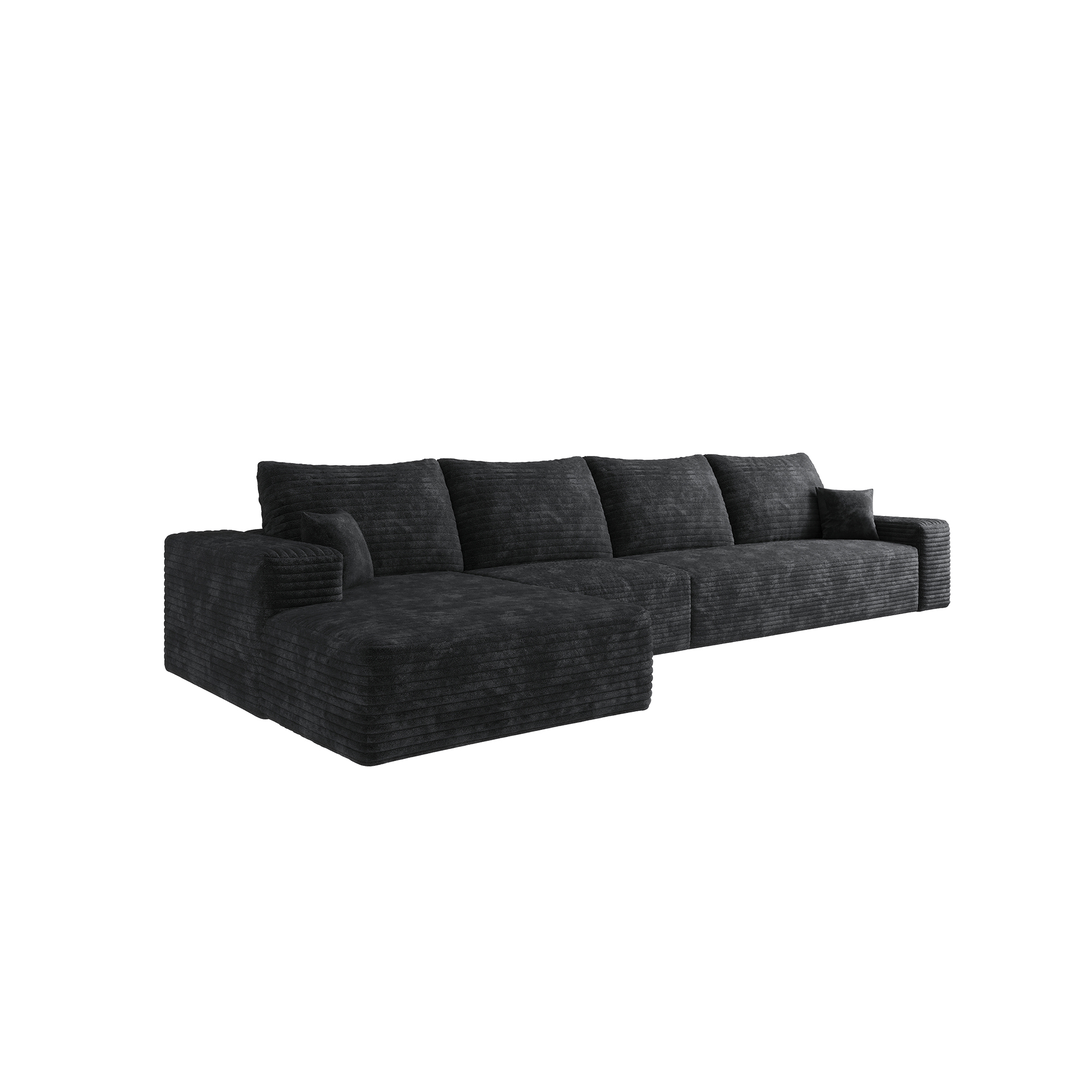 135" Cloud Sectional Couch with L-Shape Chaise,Modern Modular Sofa with Deep Seat, Upholstered Couches for Living Room Bedroom,No Assembly Required, Black(Plush Corduroy Fabric) - Image 6