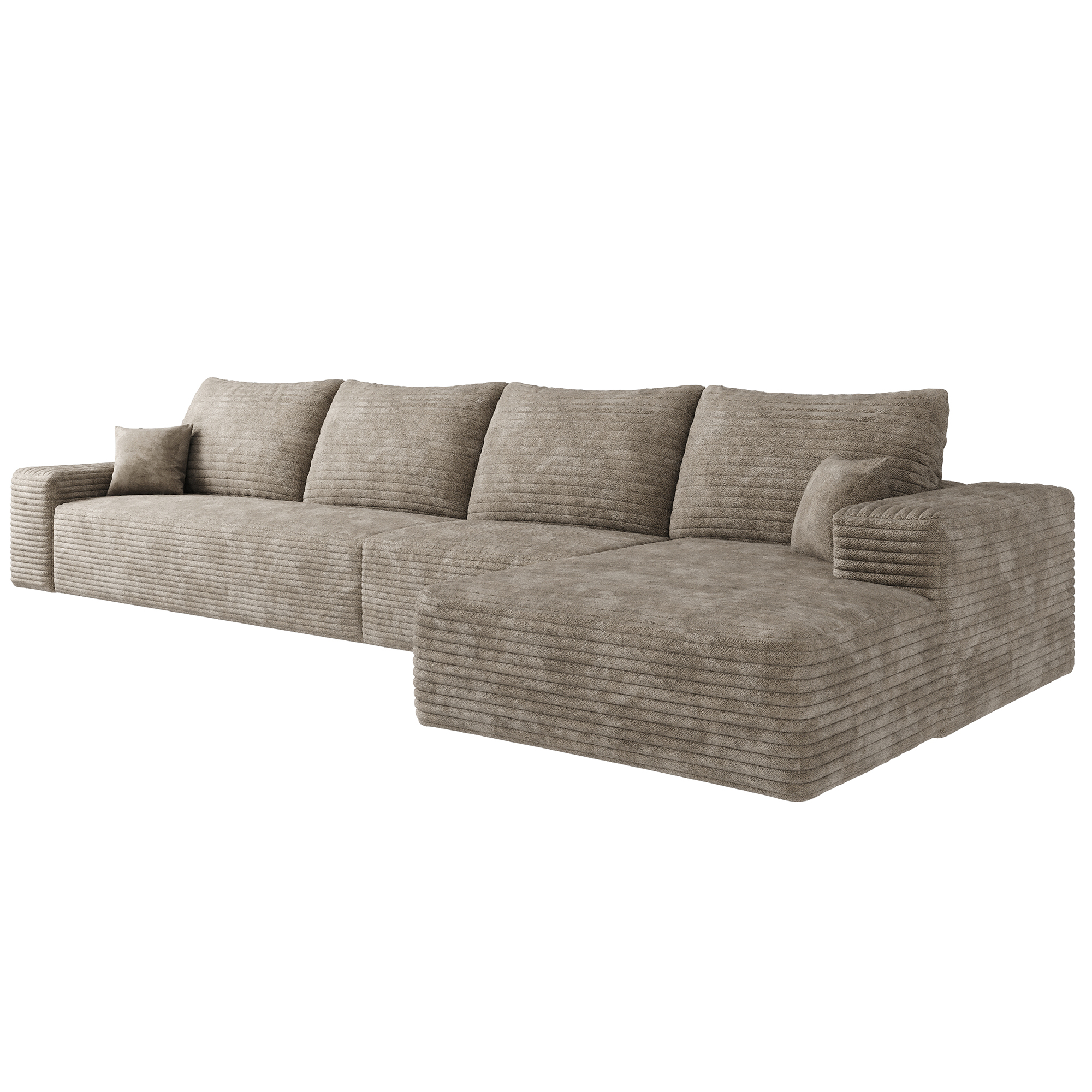 134" Cloud Sectional Couch with L-Shape Chaise,Modern Modular Sofa with Deep Seat, Upholstered Couches for Living Room Bedroom,No Assembly Required,Camel (Plush Corduroy Fabric) - Image 6