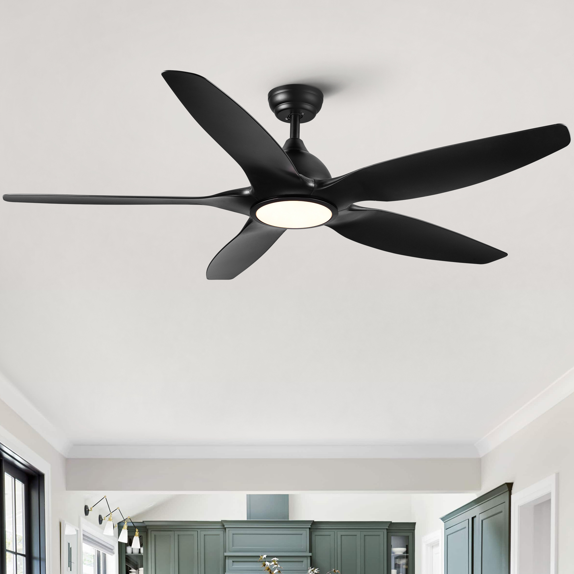 60 In Intergrated LED Ceiling Fan Lighting with Black ABS Blade - Image 2