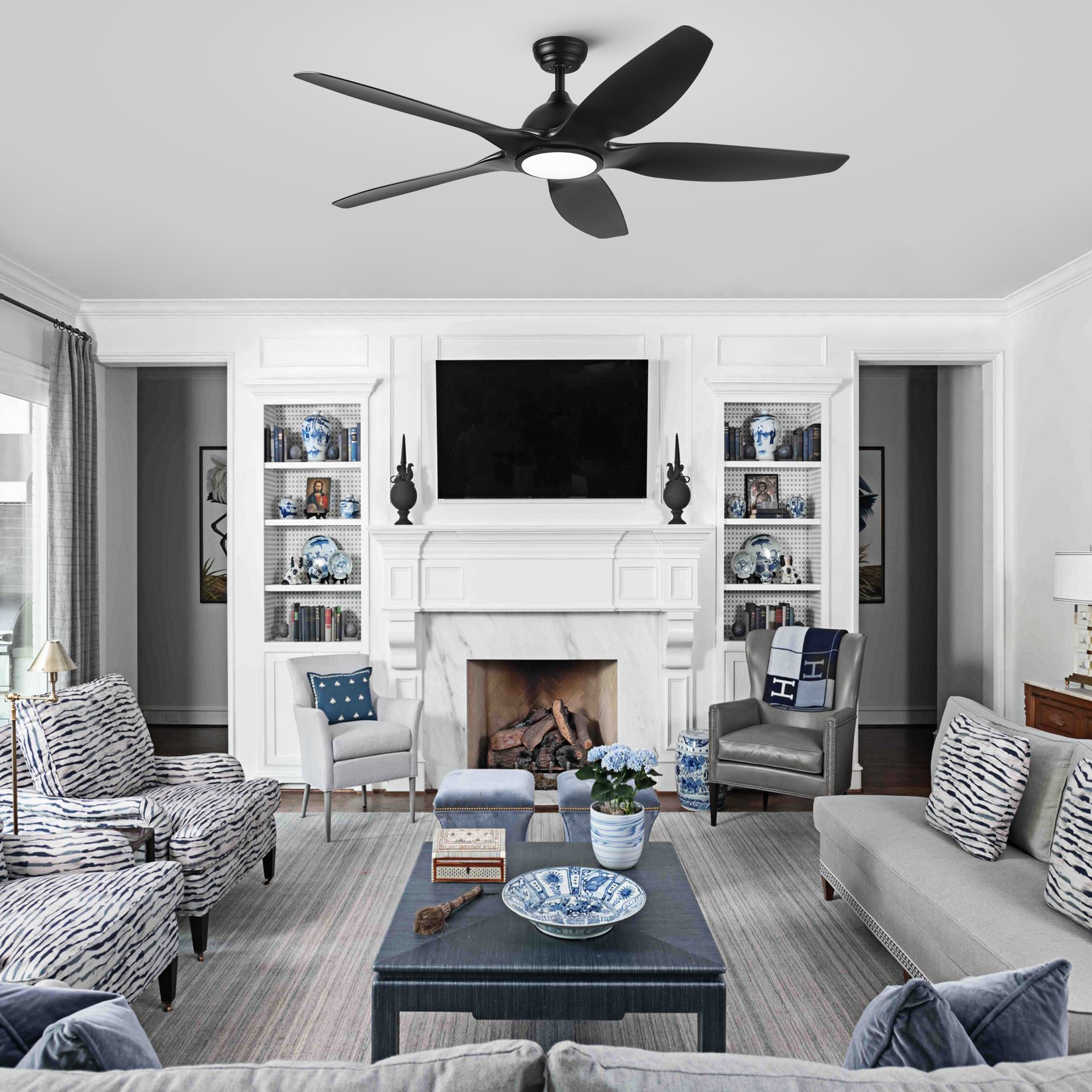 60 In Intergrated LED Ceiling Fan Lighting with Black ABS Blade - Image 4