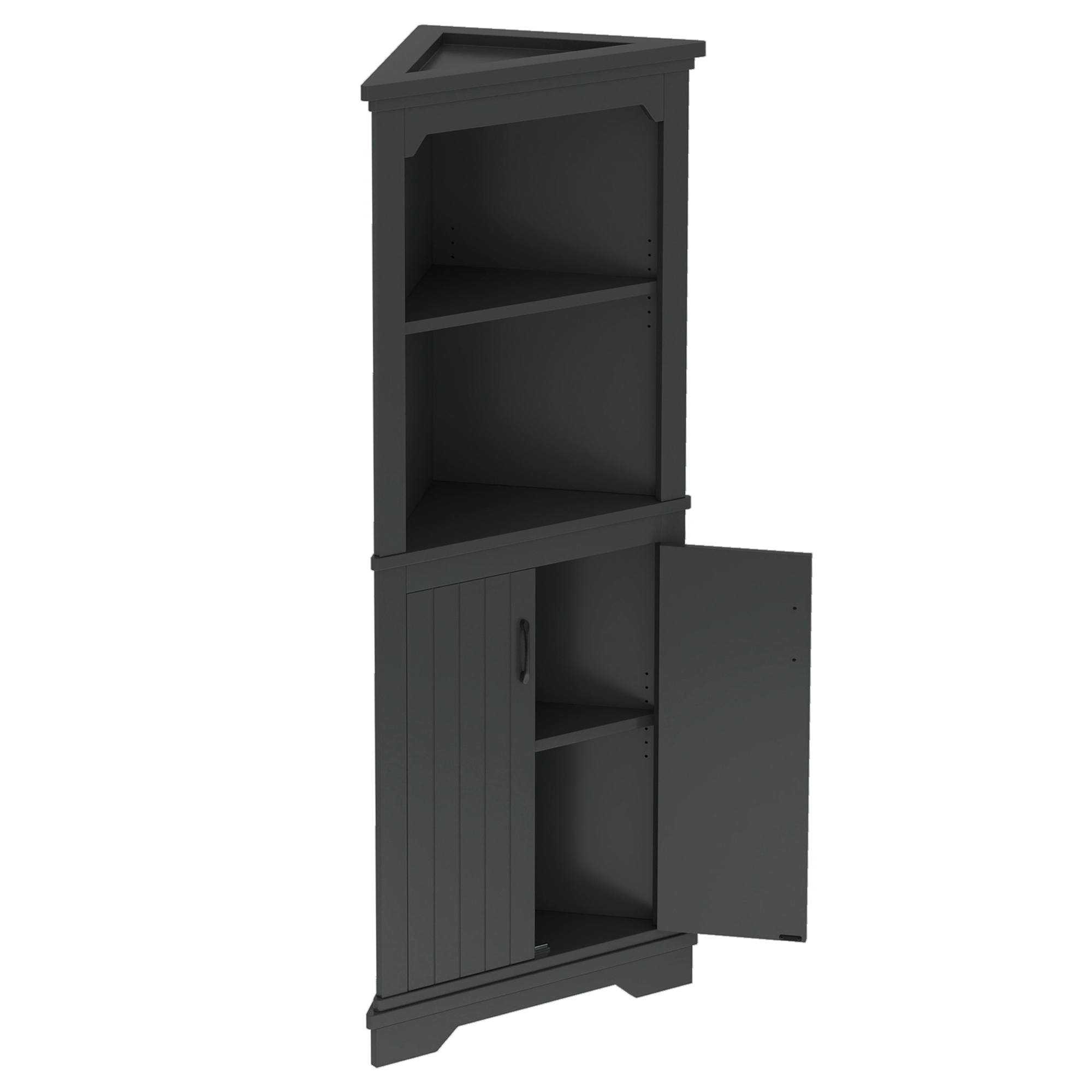 Tall Corner Cabinet with Doors for living room, bathroom,Dining Room or Kitchen,Black - Image 4