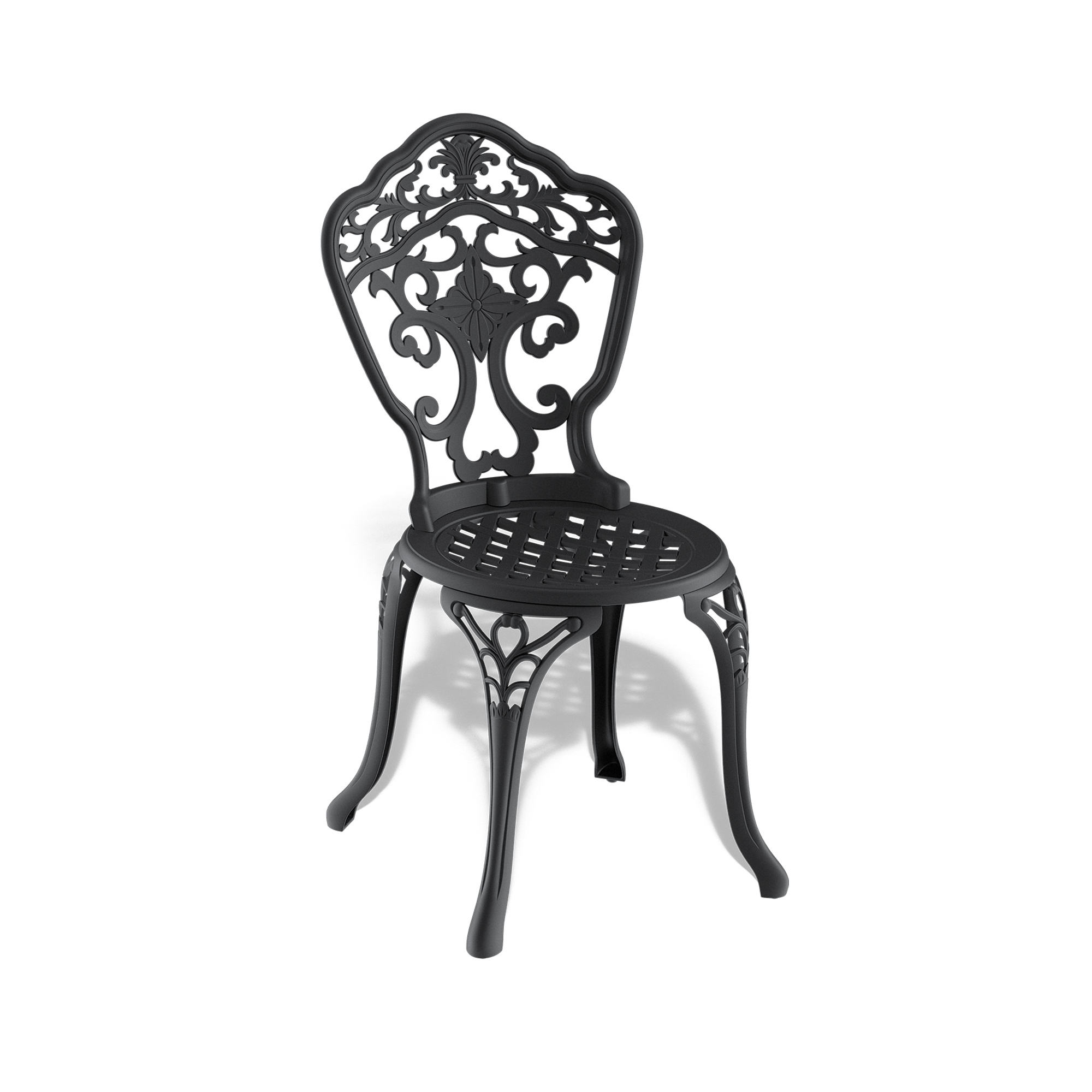 Cast Aluminum Patio Dining Chair 4PCS With Black Frame - Image 3