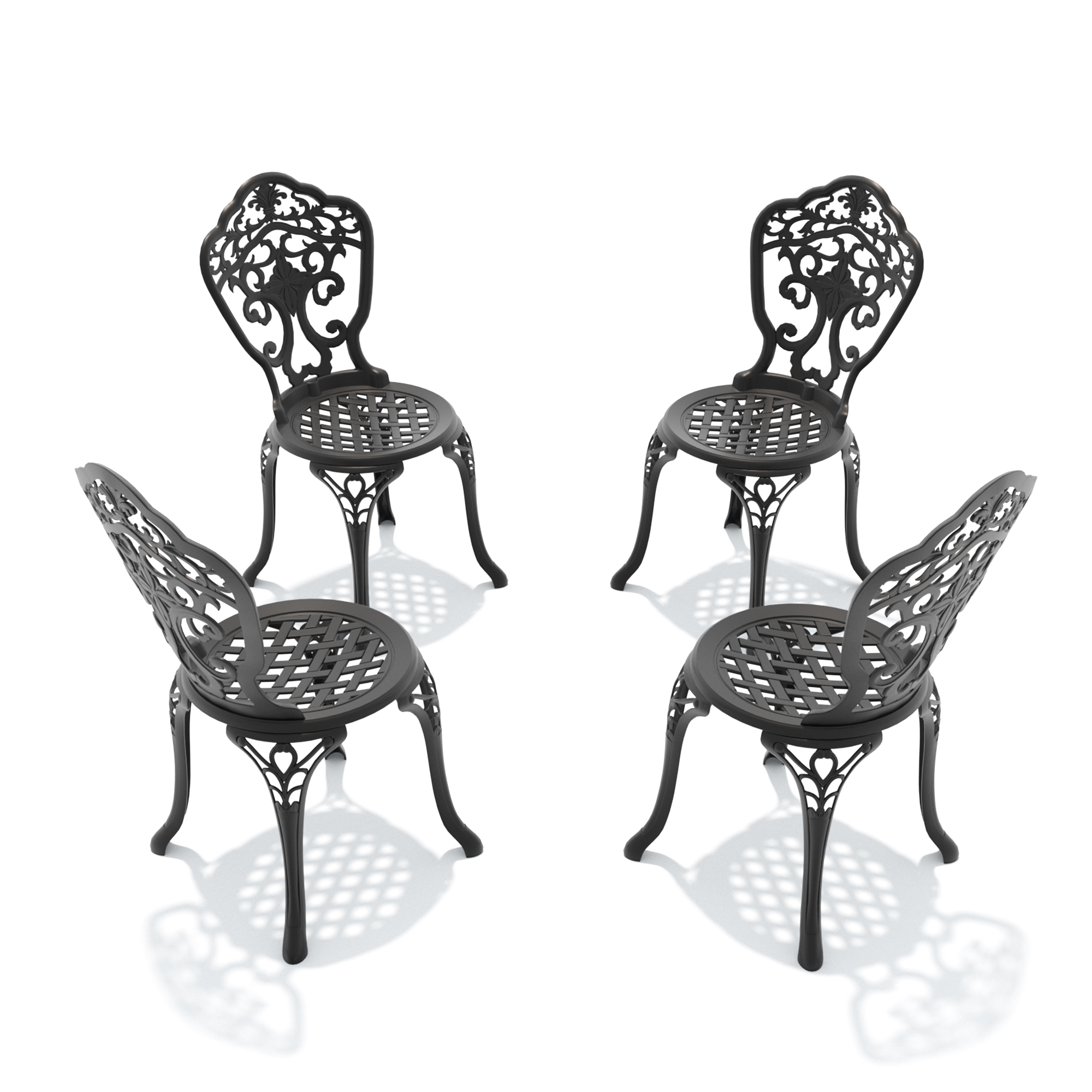 Cast Aluminum Patio Dining Chair 4PCS With Black Frame - Image 2