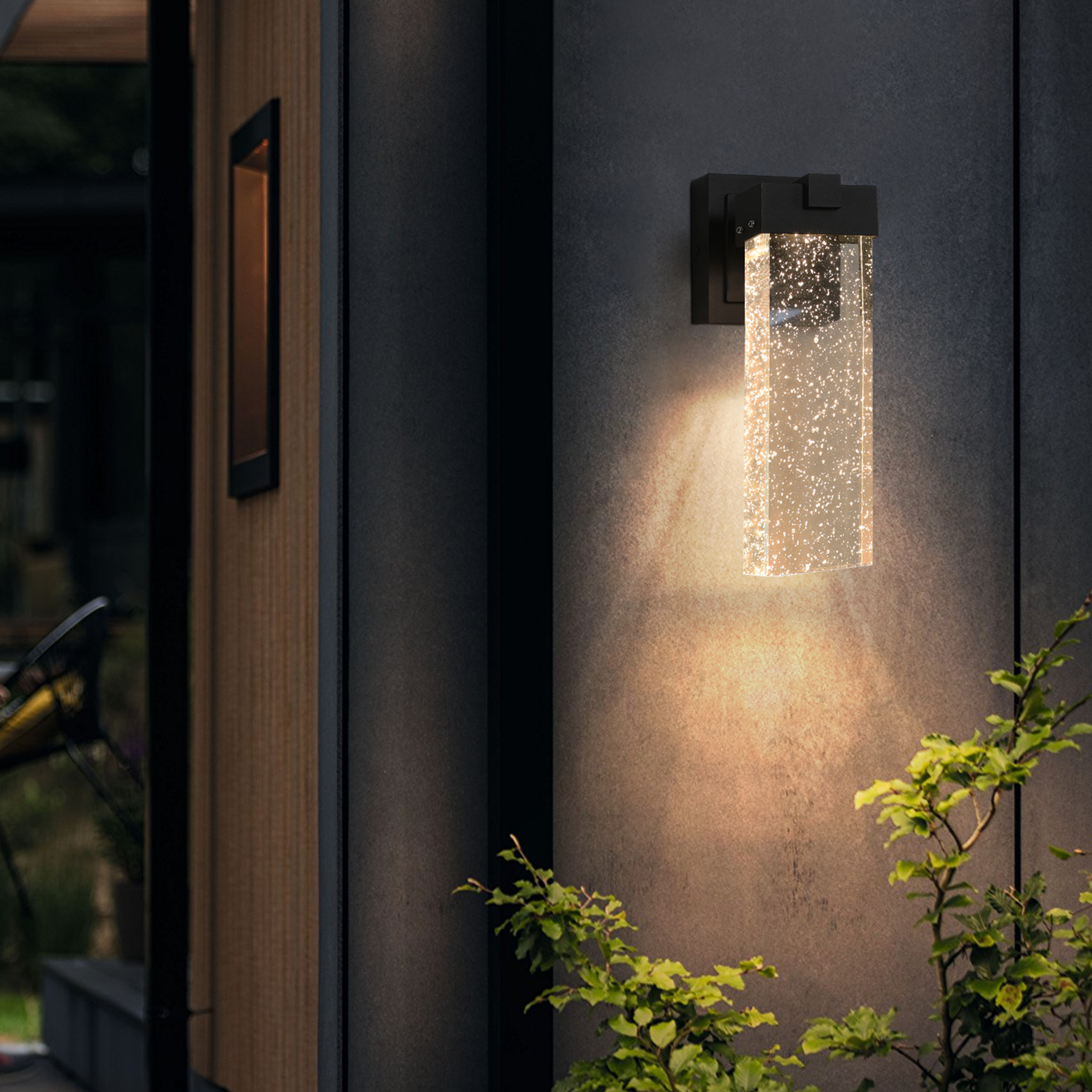 2-Pack Outdoor Wall Light Fixture, Weatherproof LED Wall Sconce with Bubble Crystal and Light Sensor - 12W Per Lamp - Image 5
