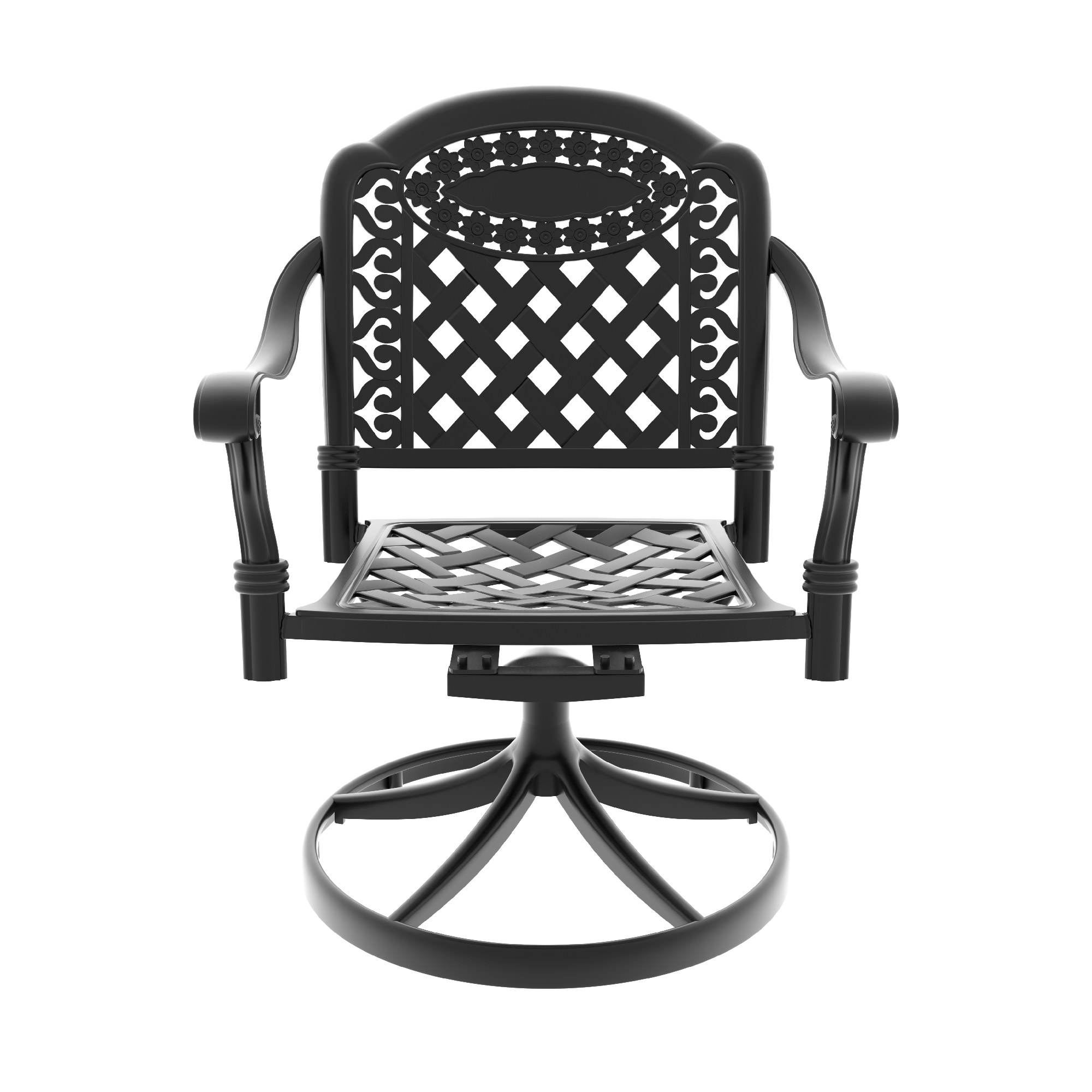 5-Piece All-Weather Cast Aluminum Dining Set, Include 4 Swivel Chairs and 30.71" Round Table With Black Frame (same sku: W1710S00432 ) - Image 4
