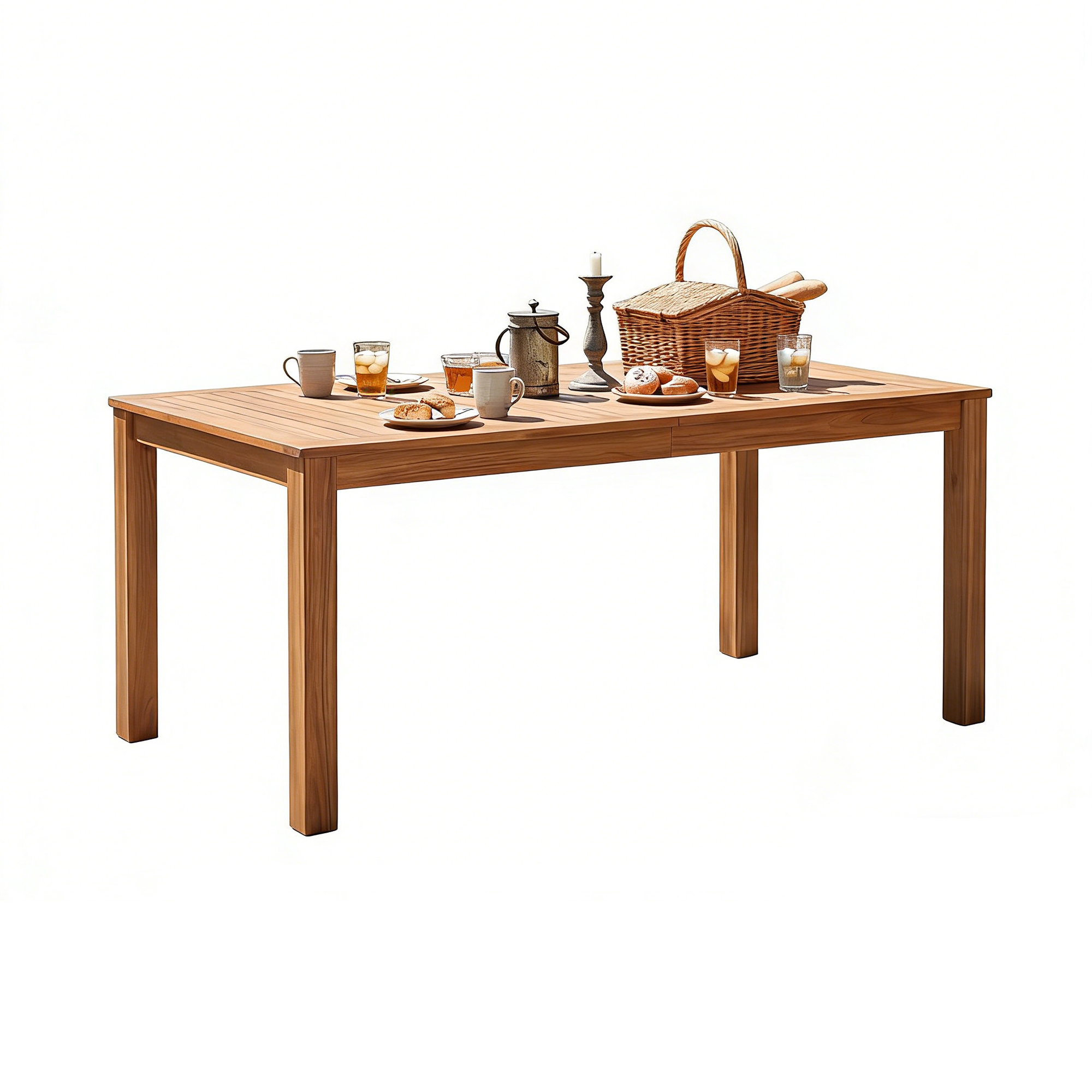 TOPMAX Patio Wooden Dining Table, Outdoor 67"L Rectangular Table for Poolside, Backyard, Garden, Indoor/Outdoor, Natural - Image 3