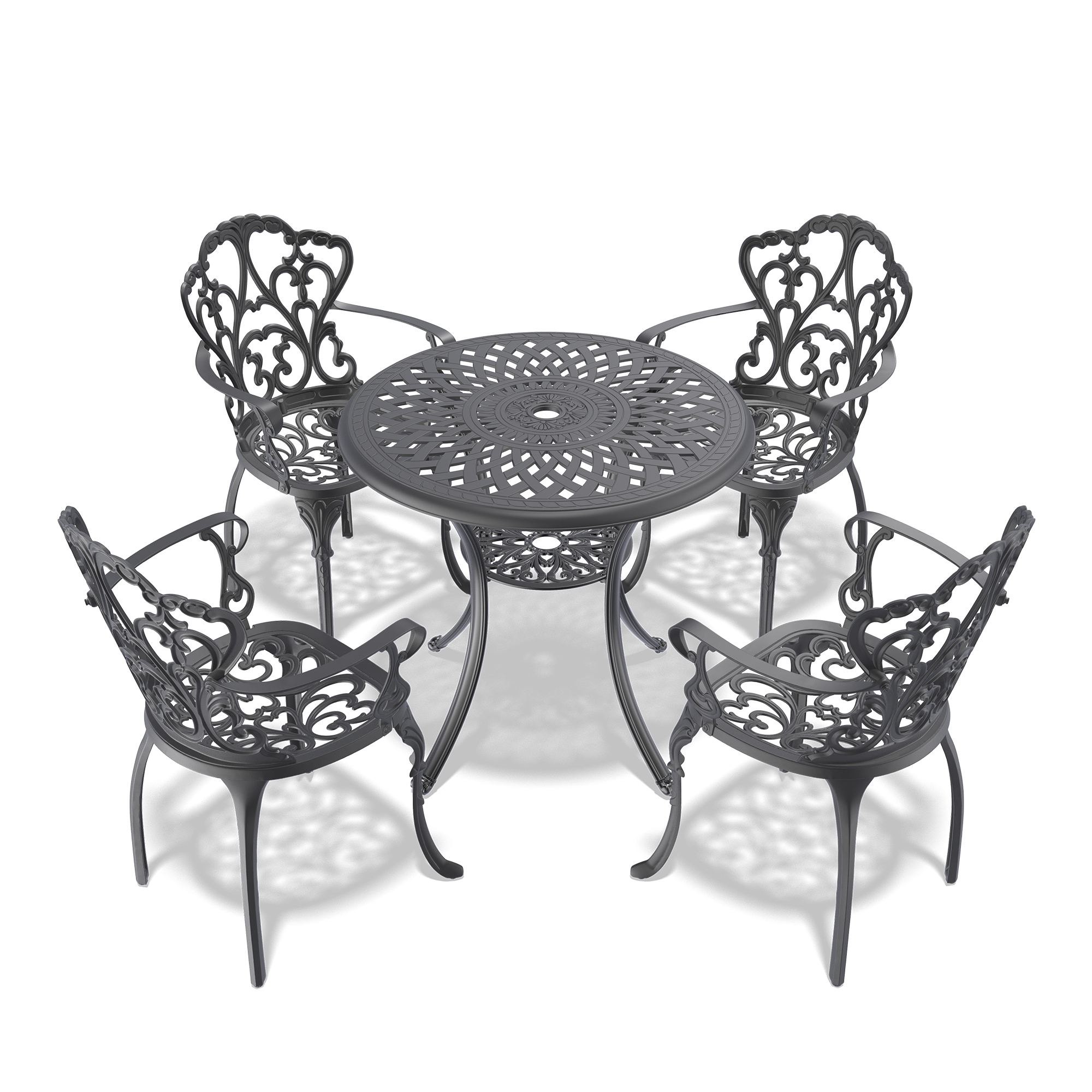 5-Piece Set Of Cast Aluminum Patio Furniture With Off-white Cushions (same as W1710S00540) - Image 3