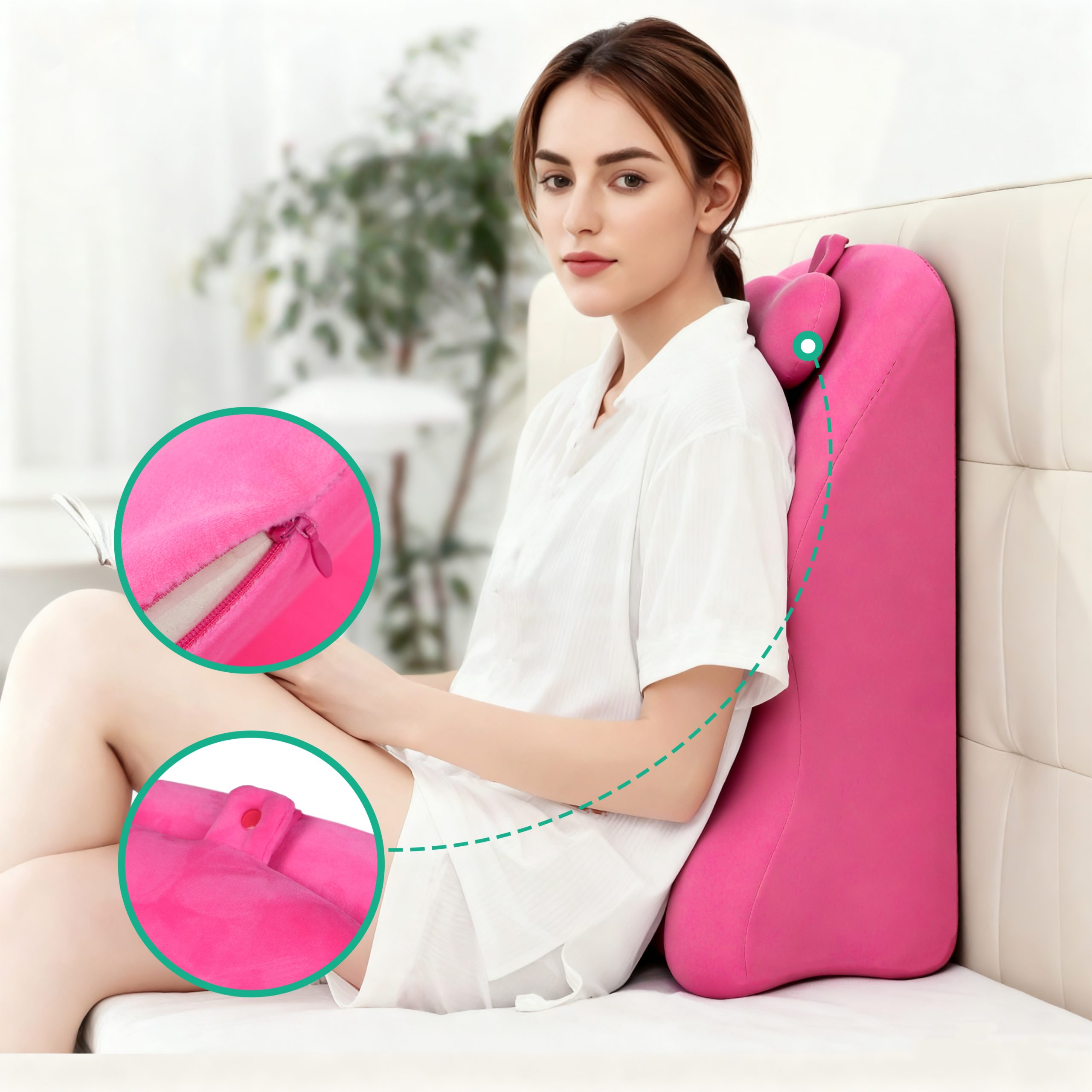 Ergonomic Spinal Posture Support & Multi-Functional Bed Pillow -pink - Image 2