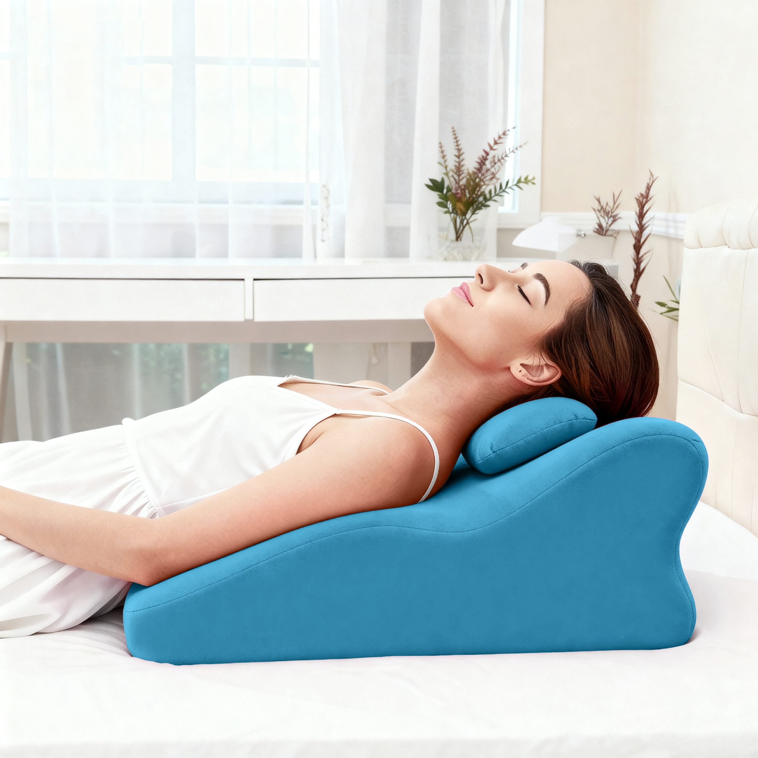 Ergonomic Spinal Posture Support & Multi-Functional Bed Pillow - Blue - Image 2