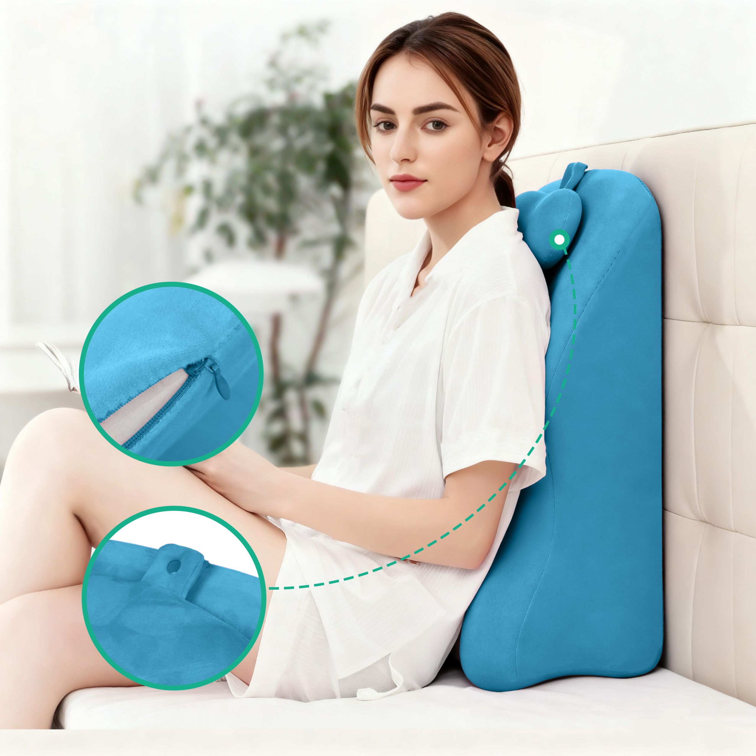 Ergonomic Spinal Posture Support & Multi-Functional Bed Pillow - Blue - Image 6