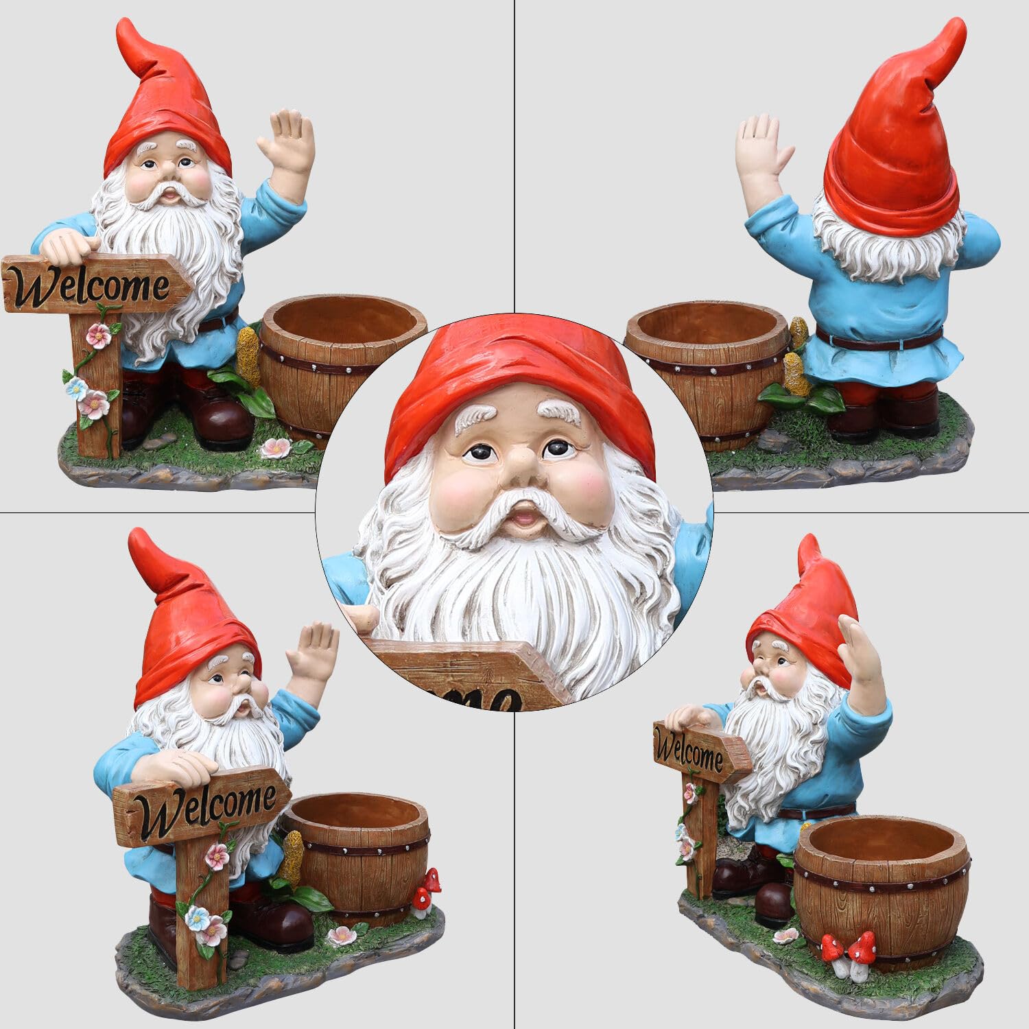 Outdoor Garden Sculpture Gnome Flower Pot Planter - Unique Yard Statue Decoration, Interesting Law Outdoor Ornament - Image 2