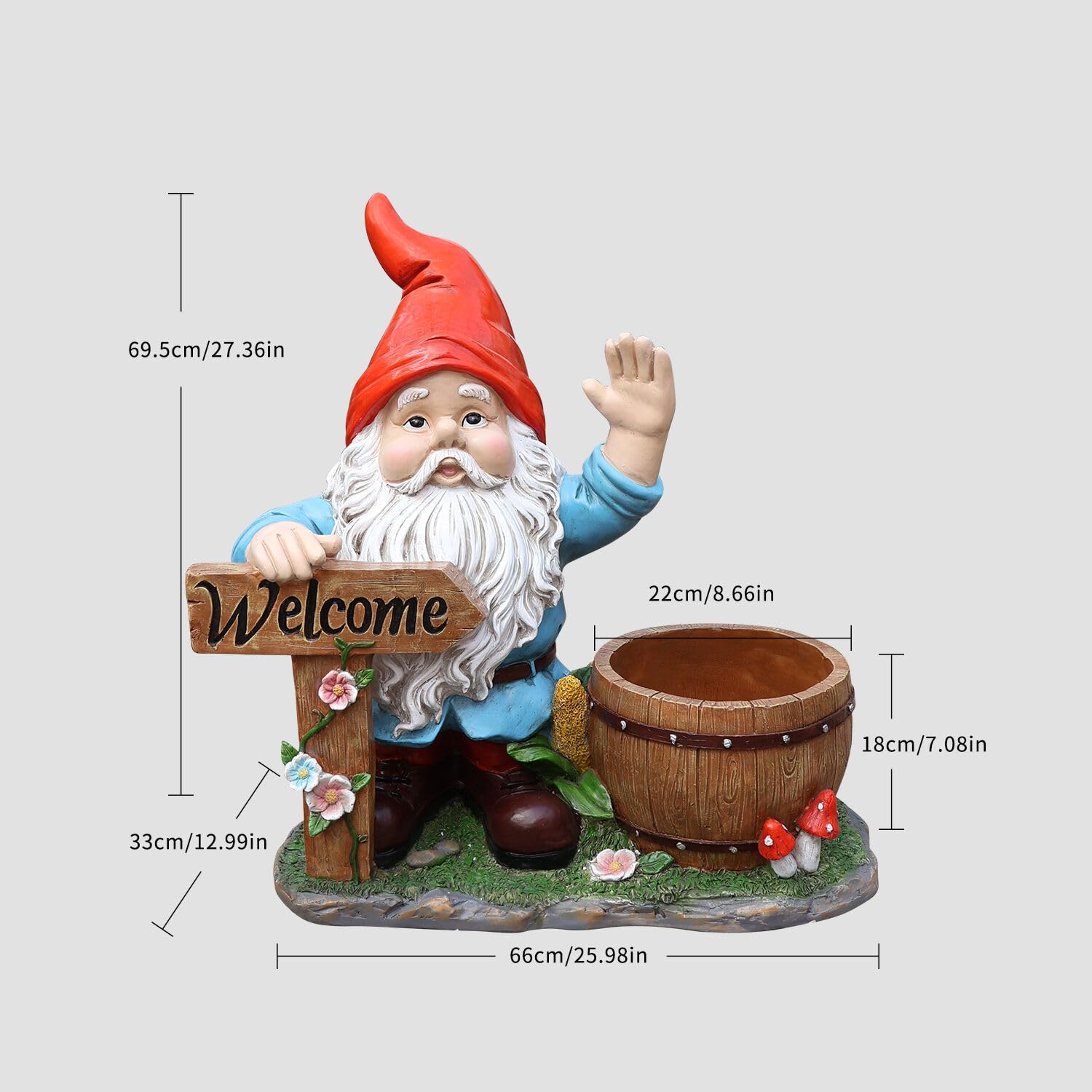 Outdoor Garden Sculpture Gnome Flower Pot Planter - Unique Yard Statue Decoration, Interesting Law Outdoor Ornament - Image 3