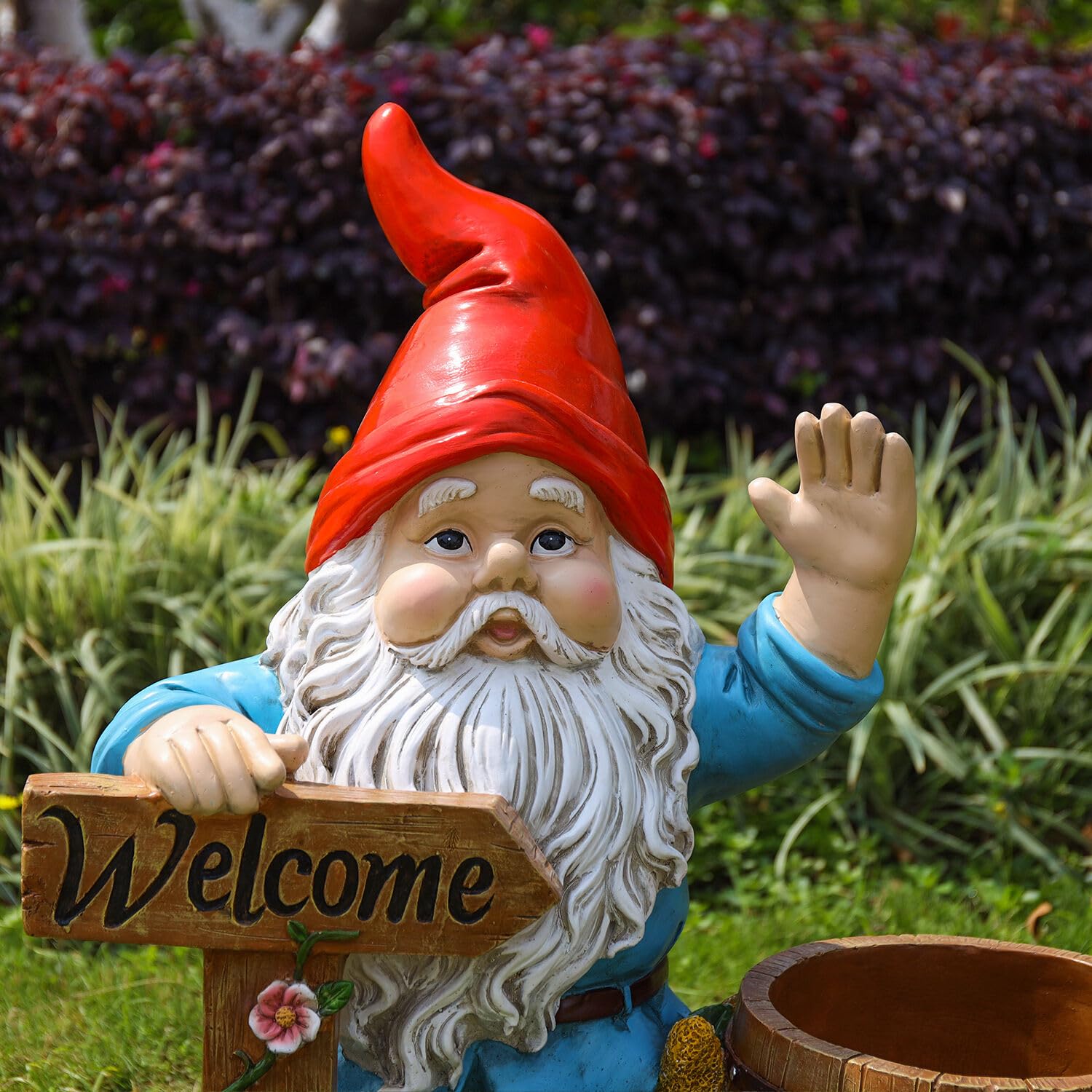 Outdoor Garden Sculpture Gnome Flower Pot Planter - Unique Yard Statue Decoration, Interesting Law Outdoor Ornament - Image 5