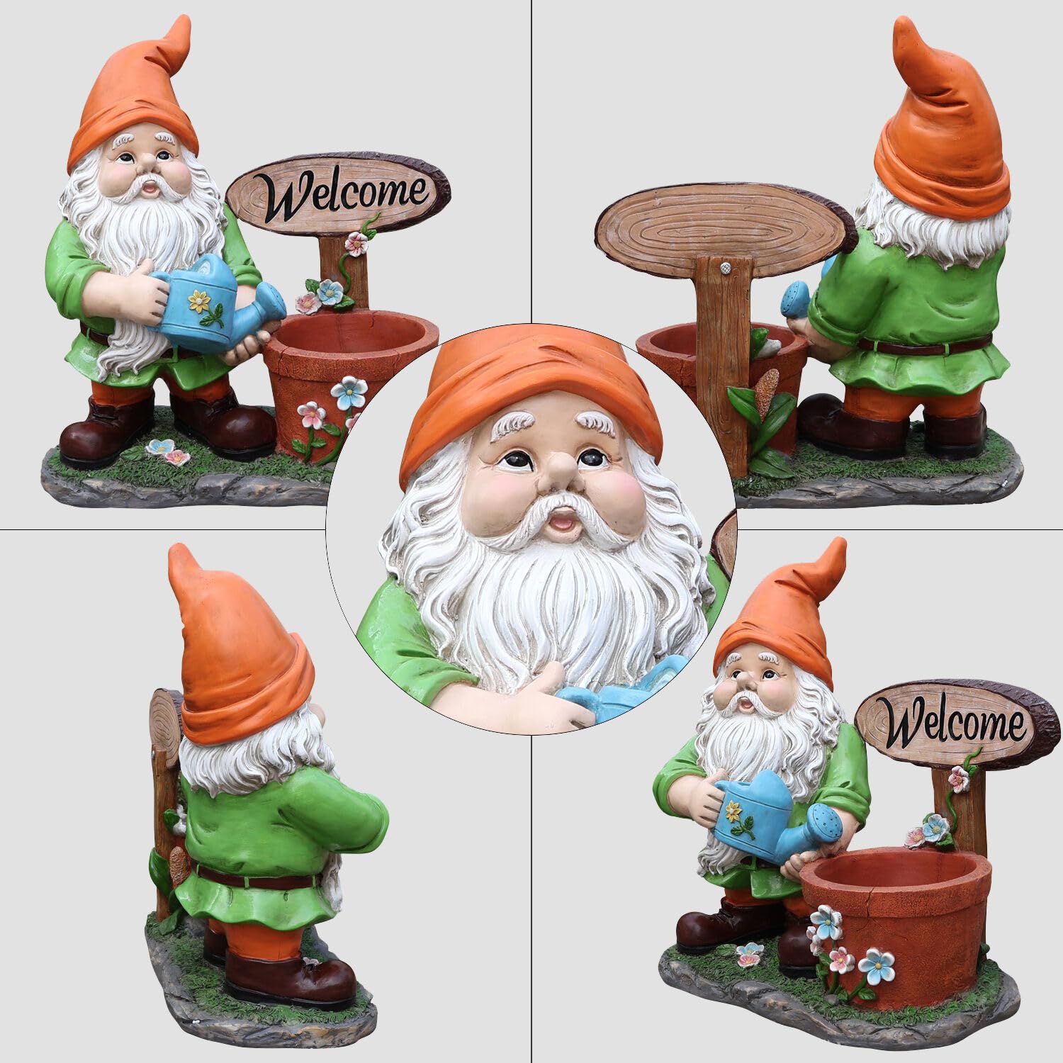 Outdoor Garden Sculpture Gnome Flower Pot Planter - Unique Yard Statue Decoration, Interesting Law Outdoor Ornament - Image 2
