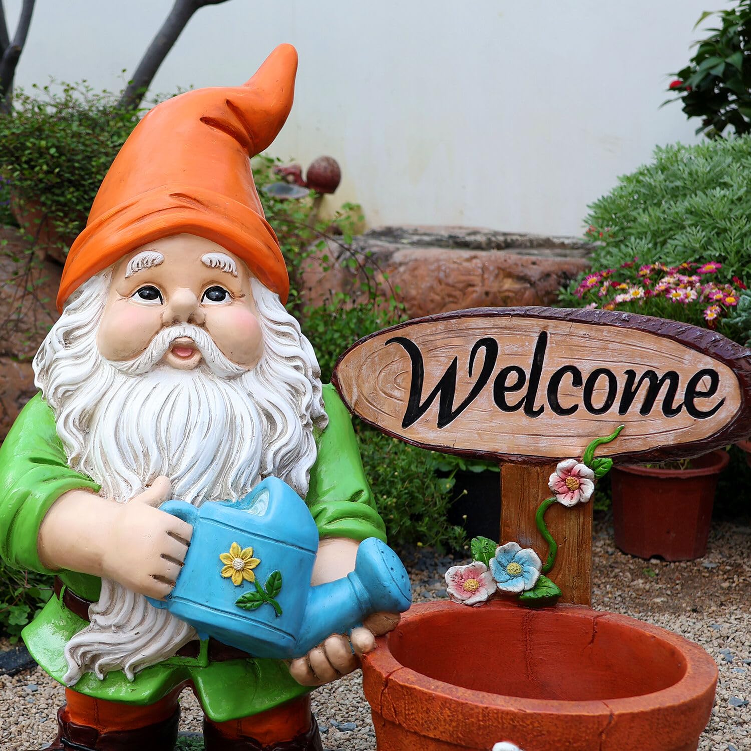Outdoor Garden Sculpture Gnome Flower Pot Planter - Unique Yard Statue Decoration, Interesting Law Outdoor Ornament - Image 4