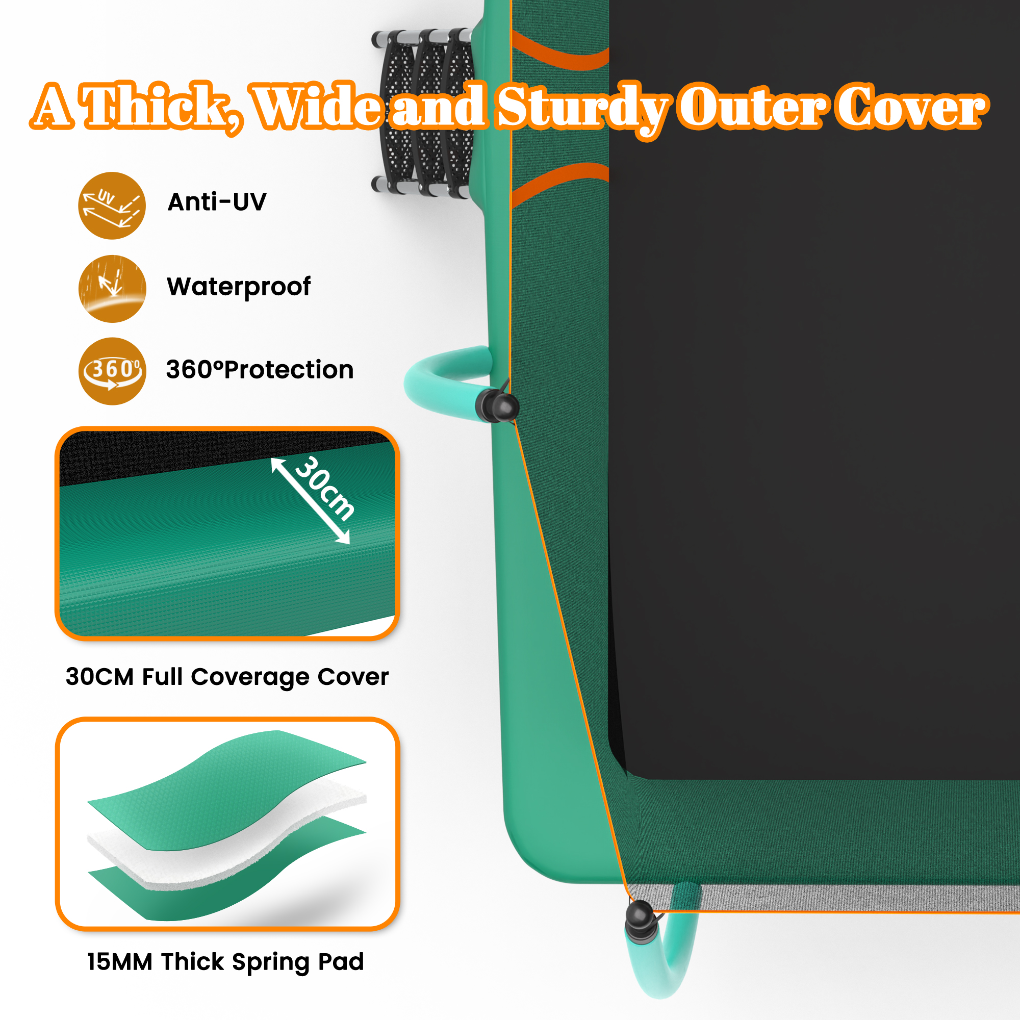 8X14FT Outdoor Square Trampolines for Kids Adults Long Rectangular Tumbling Trampoline - Image 2