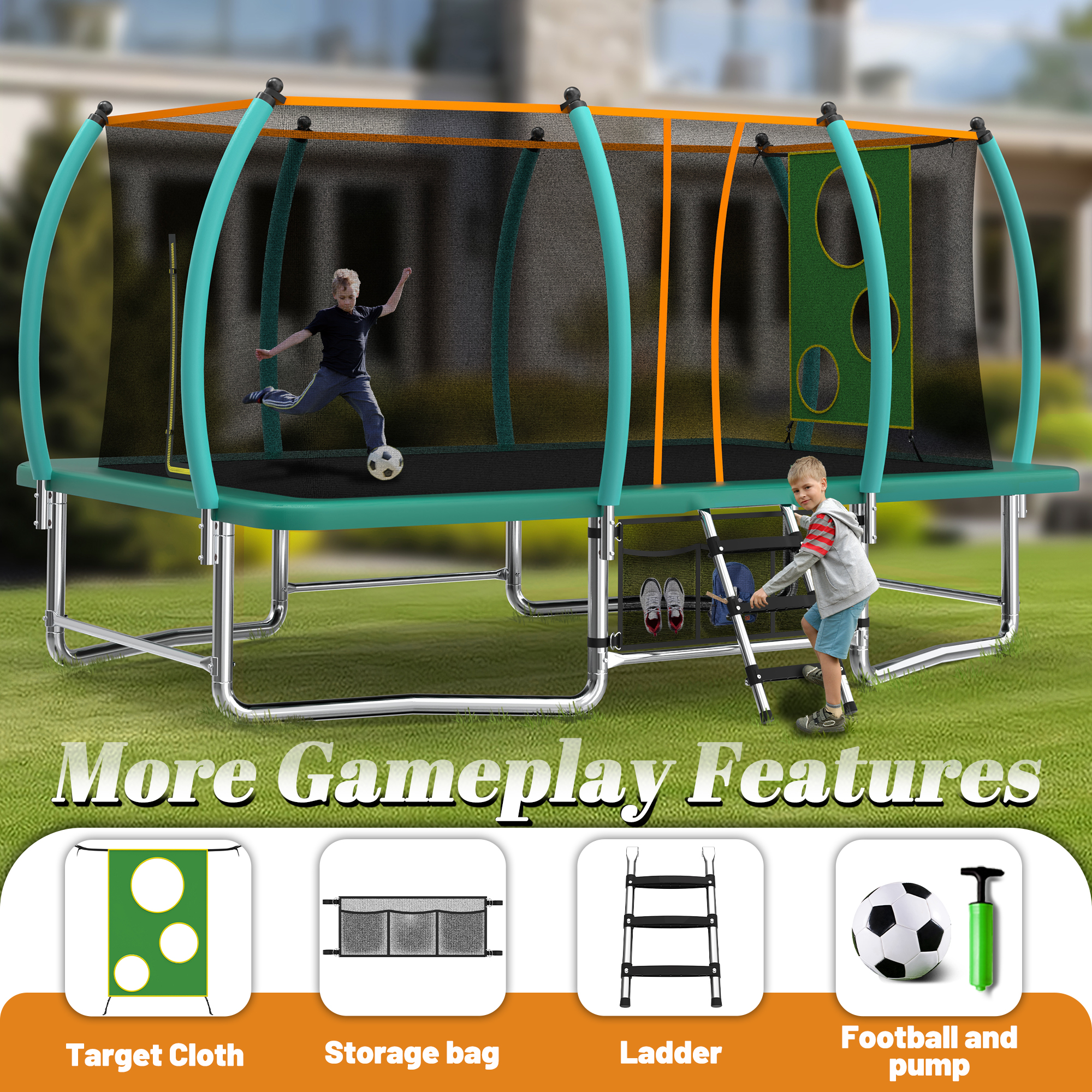 8X14FT Outdoor Square Trampolines for Kids Adults Long Rectangular Tumbling Trampoline - Image 4
