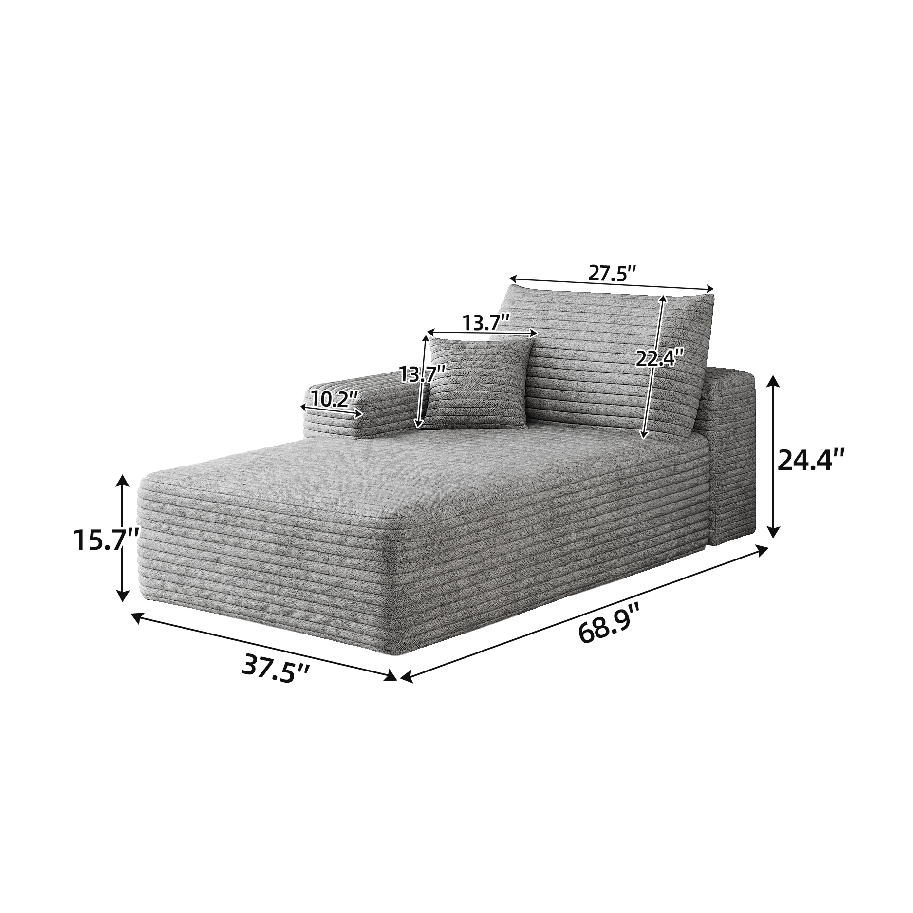 Y159-L-SLEEPER-GREY sofa left sleeper grey - Image 4