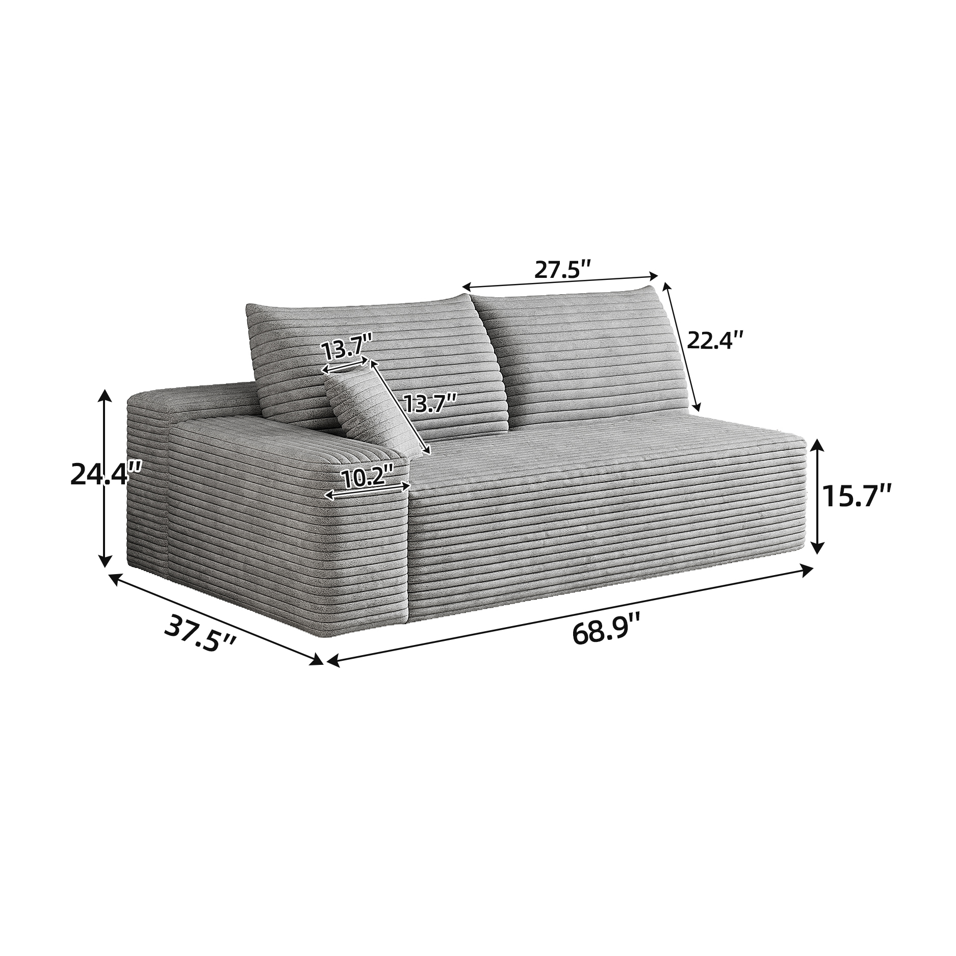Y159-3L-GREY 3seater left - Image 4