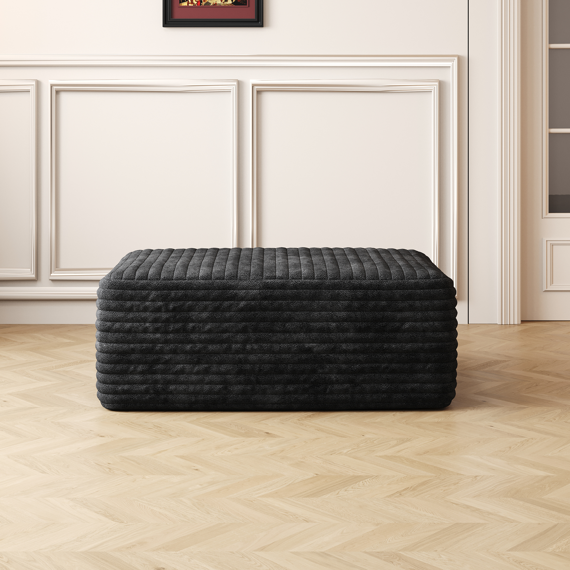 Sofa ottoman ,No Assembly Required,Black(Plush Corduroy Fabric) - Image 3