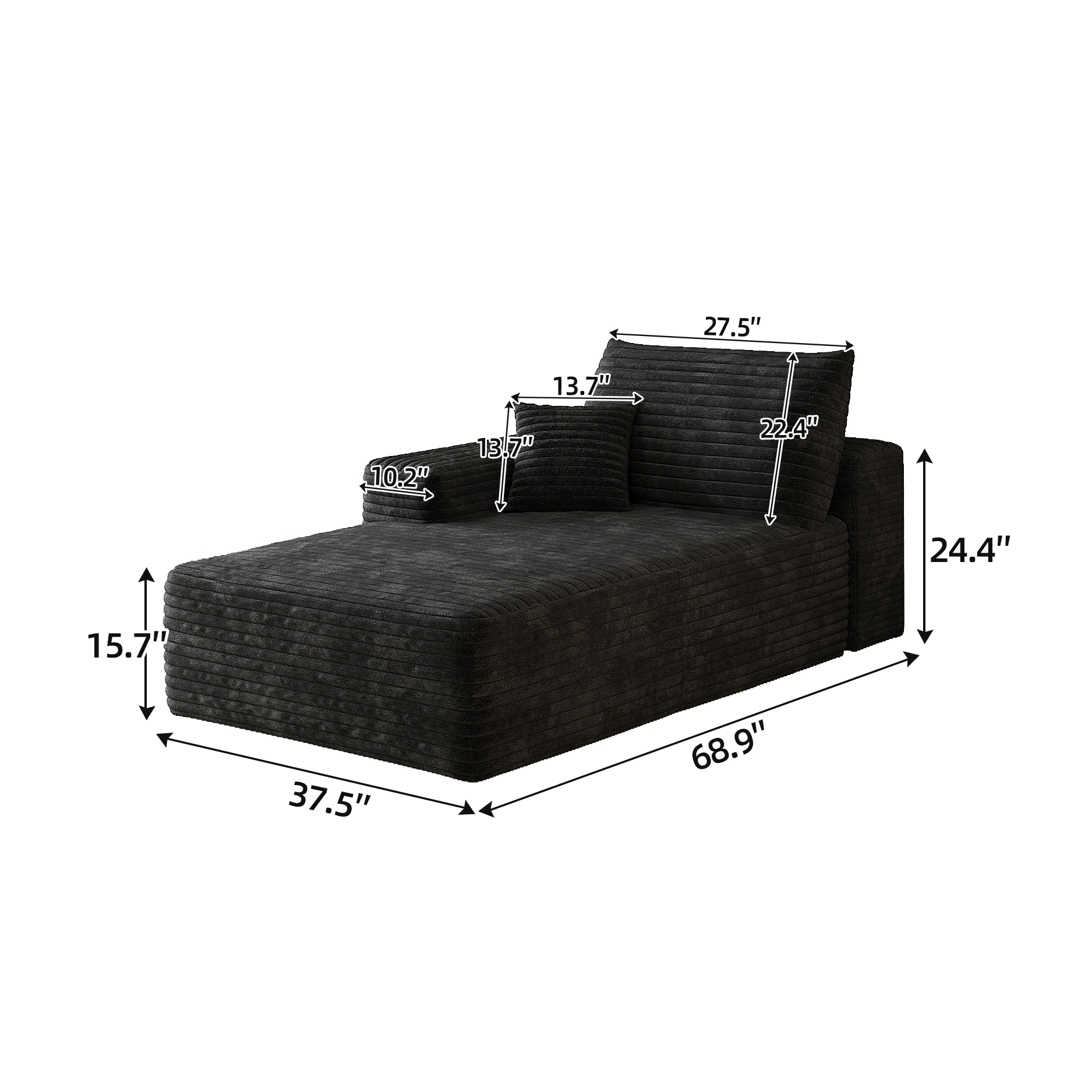 Y159-SOFA-LEFT-SLEEPER-BLACK - Image 4
