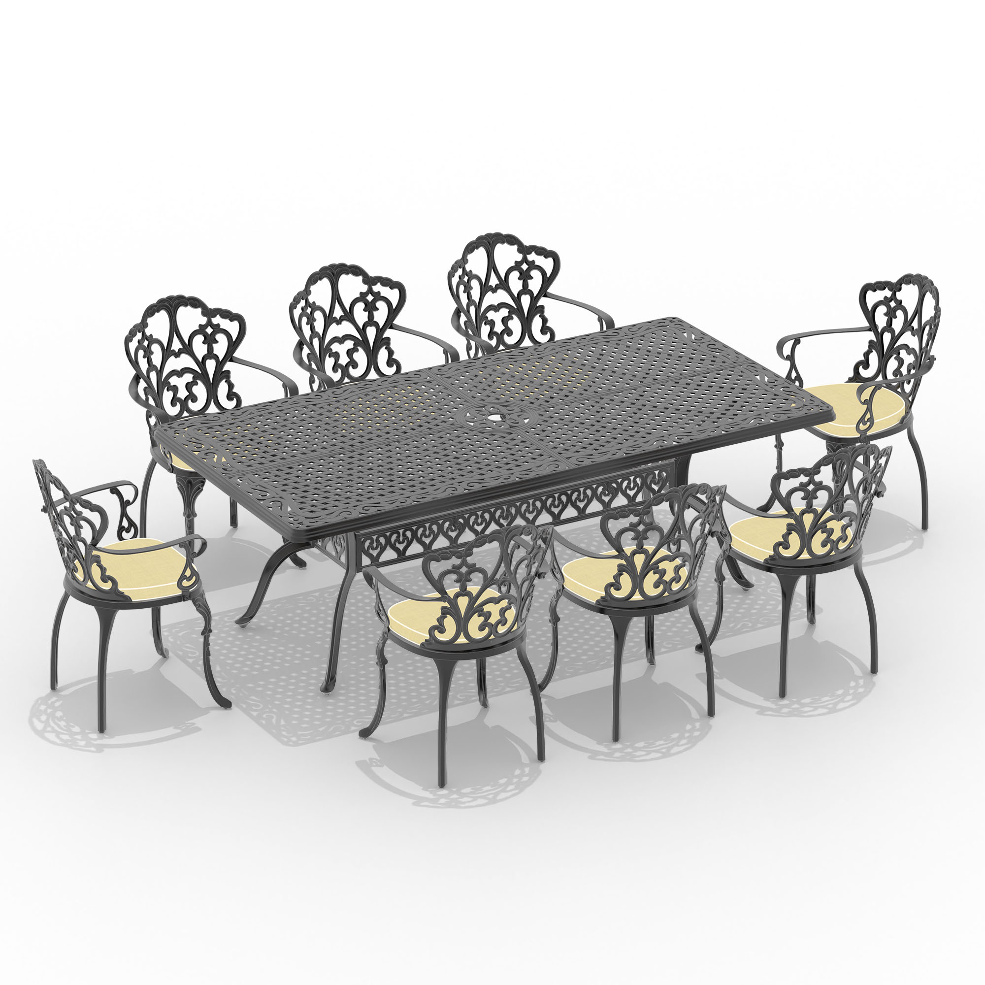 9-Piece Set Of Cast Aluminum Patio Furniture With Off-white Seat Cushions(same as W1710S00612) - Image 3