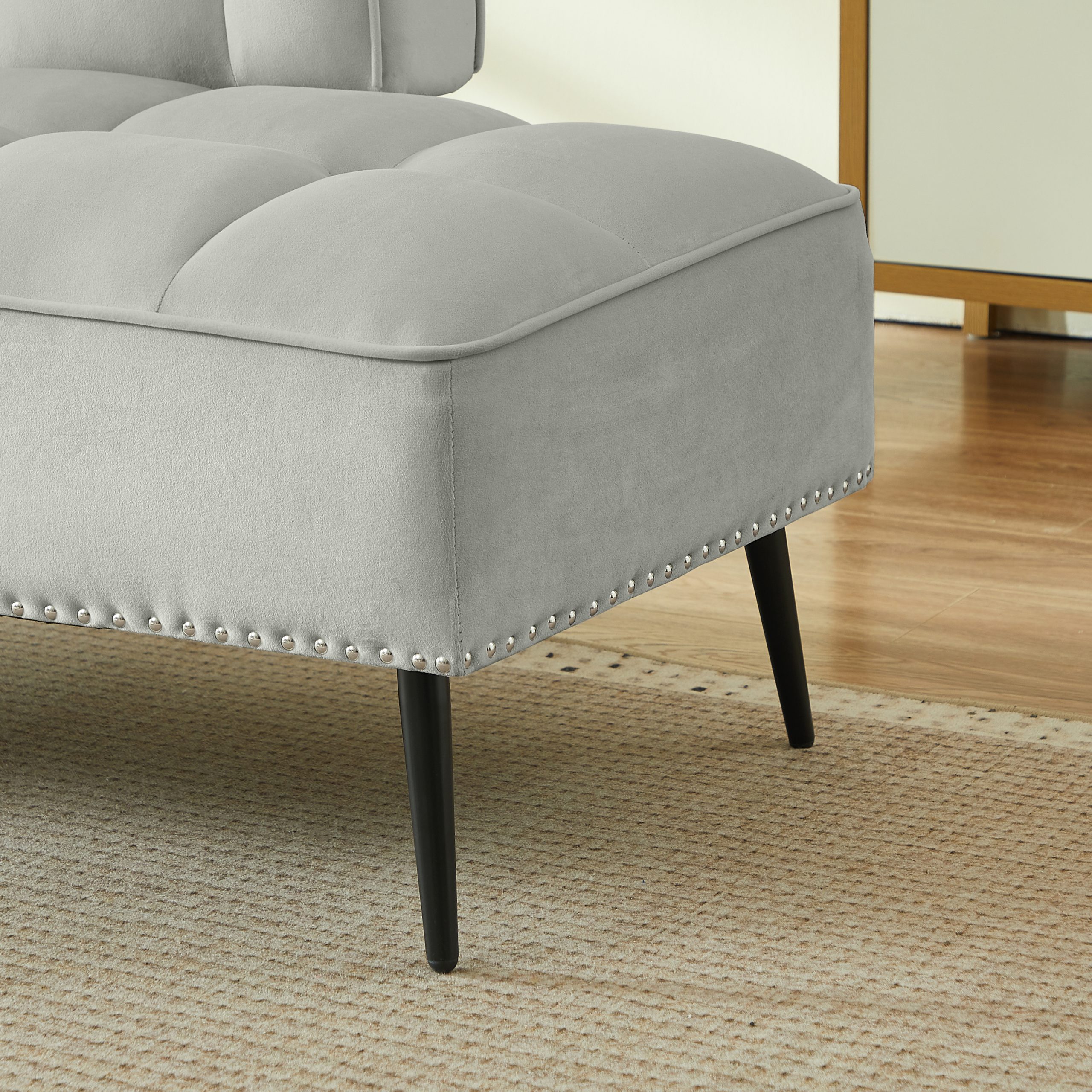 54-Inch Modern Two-Seater Velvet Sofa with Backrest & 360° Rotating Side Table – Entryway Ottoman, Multi-Use Bench, Office Desk and Chair Set, Space-Saving Design for Living Room, Bedroom, Apartment - Image 4