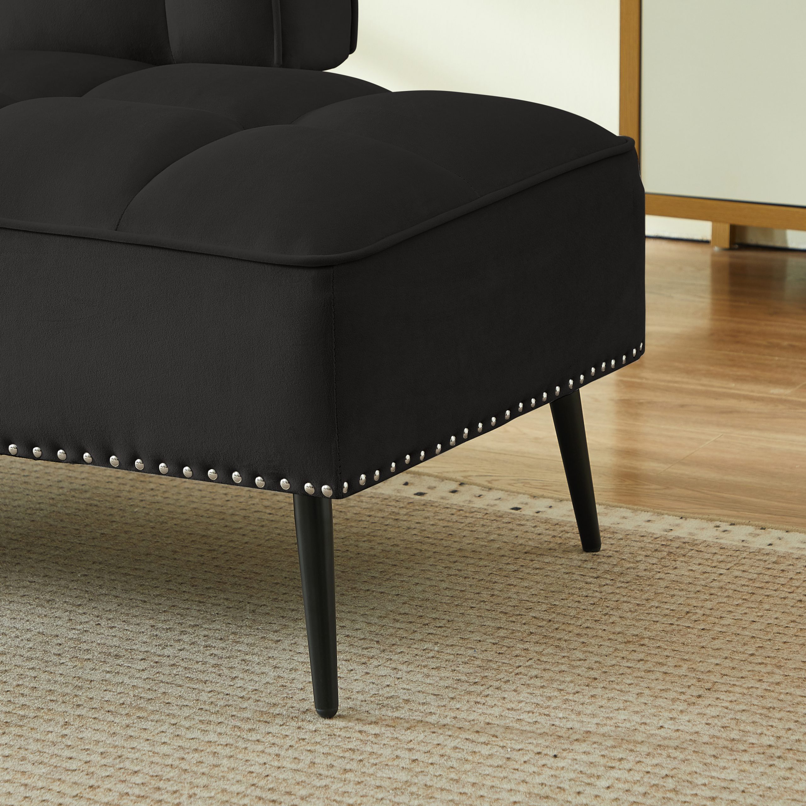 54-Inch Modern Two-Seater Velvet Sofa with Backrest & 360° Rotating Side Table – Entryway Ottoman, Multi-Use Bench, Office Desk and Chair Set, Space-Saving Design for Living Room, Bedroom, Apartment - Image 4