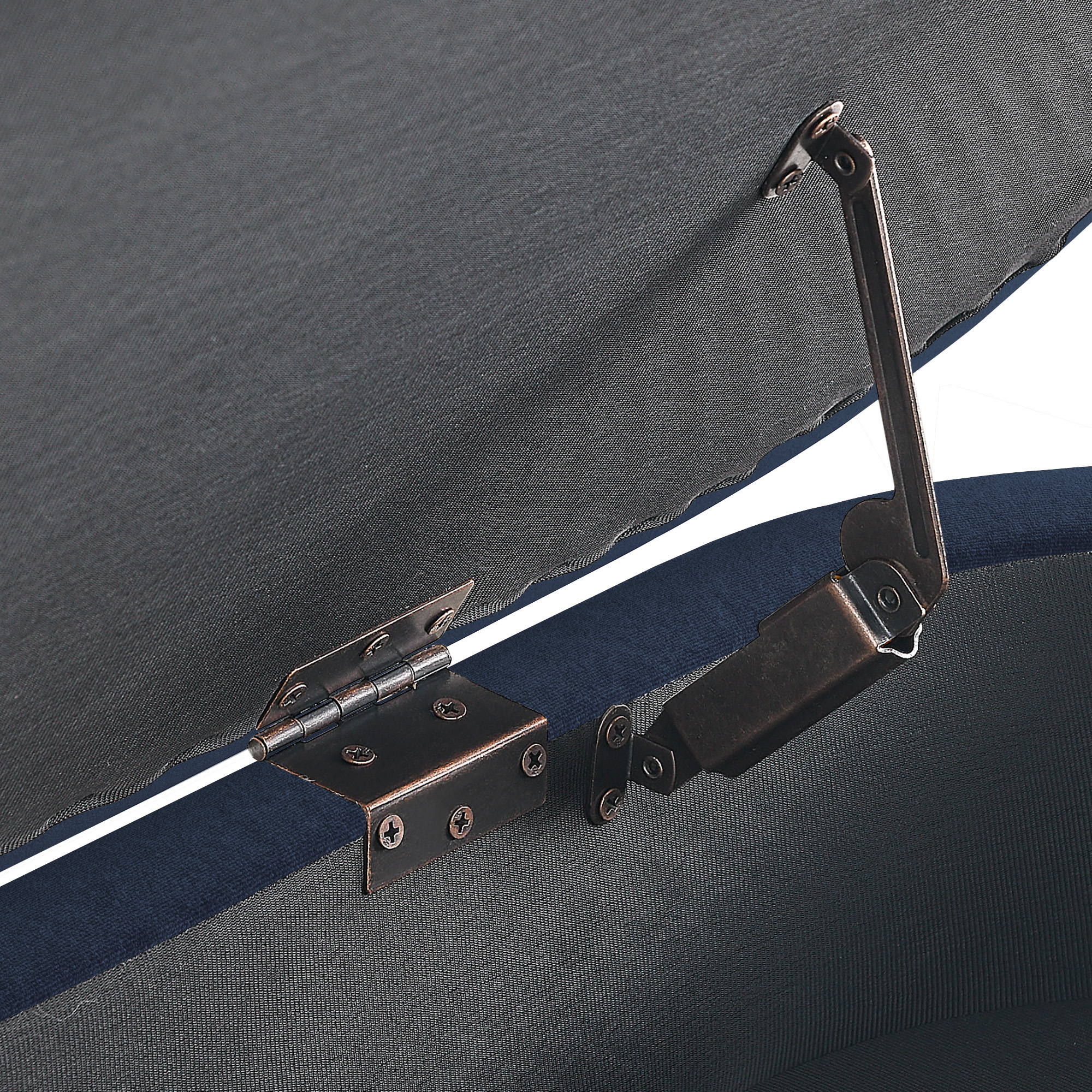 Ottoman Oval Storage Bench, Flannel with Metal Legs-Dark Blue(43.5"x16"x16") - Image 6